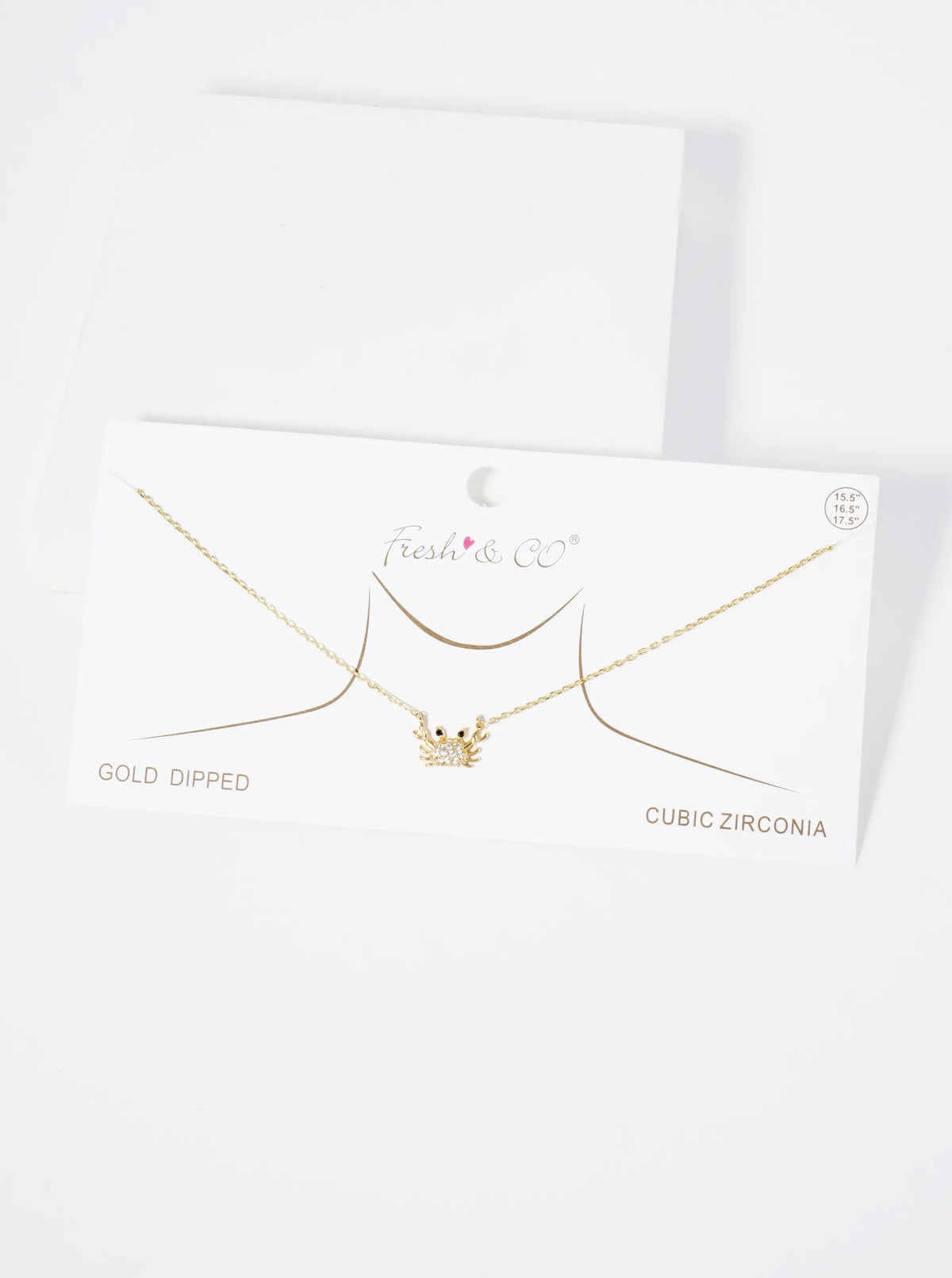 18K Gold Dipped Pave Set CZ 7mm Crab Pendant Necklace