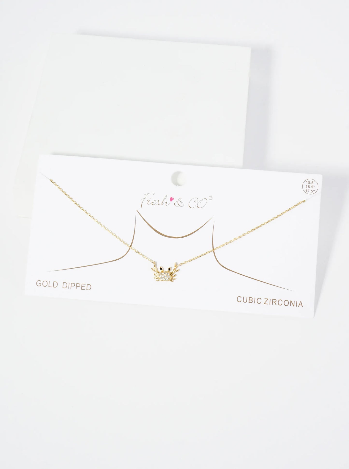 18K Gold Dipped Pave Set CZ 7mm Crab Pendant Necklace