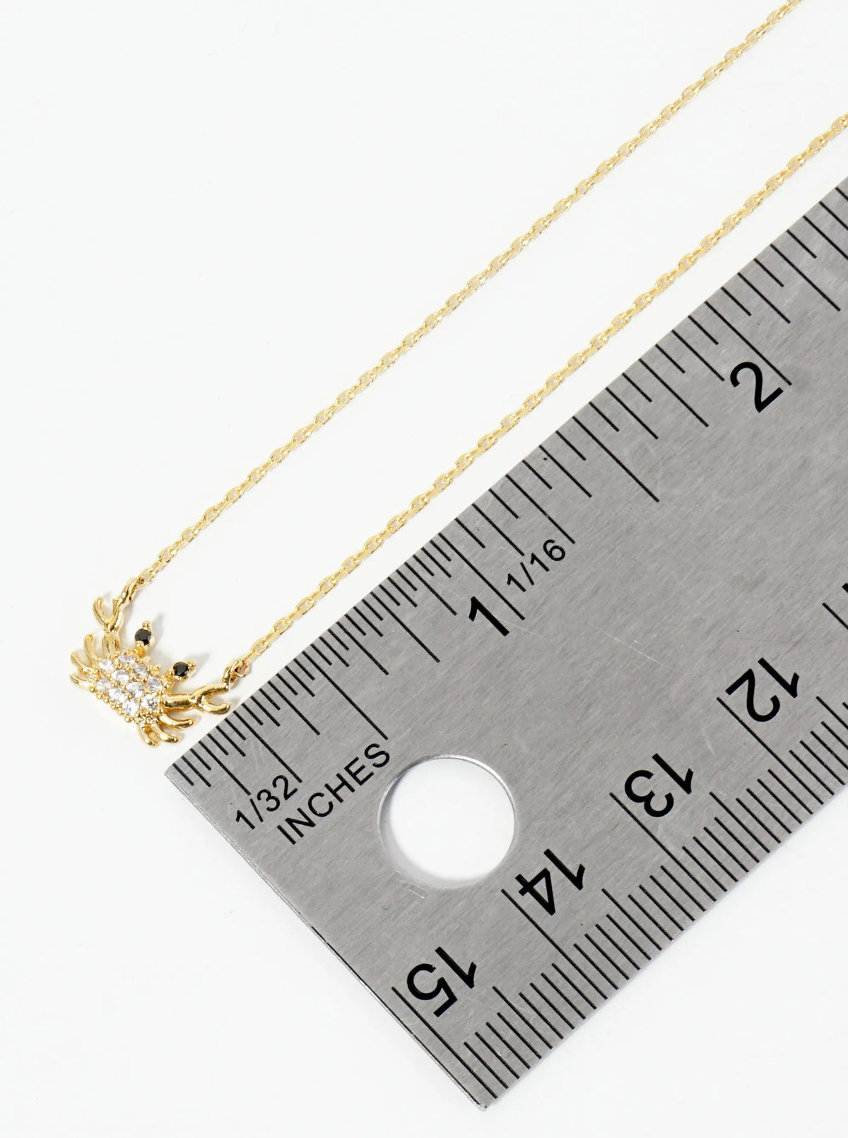 18K Gold Dipped Pave Set CZ 7mm Crab Pendant Necklace