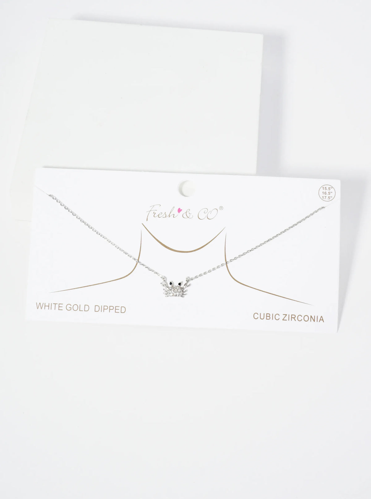 18K Gold Dipped Pave Set CZ 7mm Crab Pendant Necklace