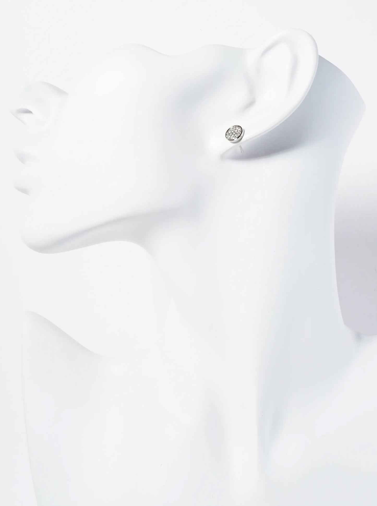 18K Gold Dipped Pave Set CZ 7mm Dainty Round Stud Earrings