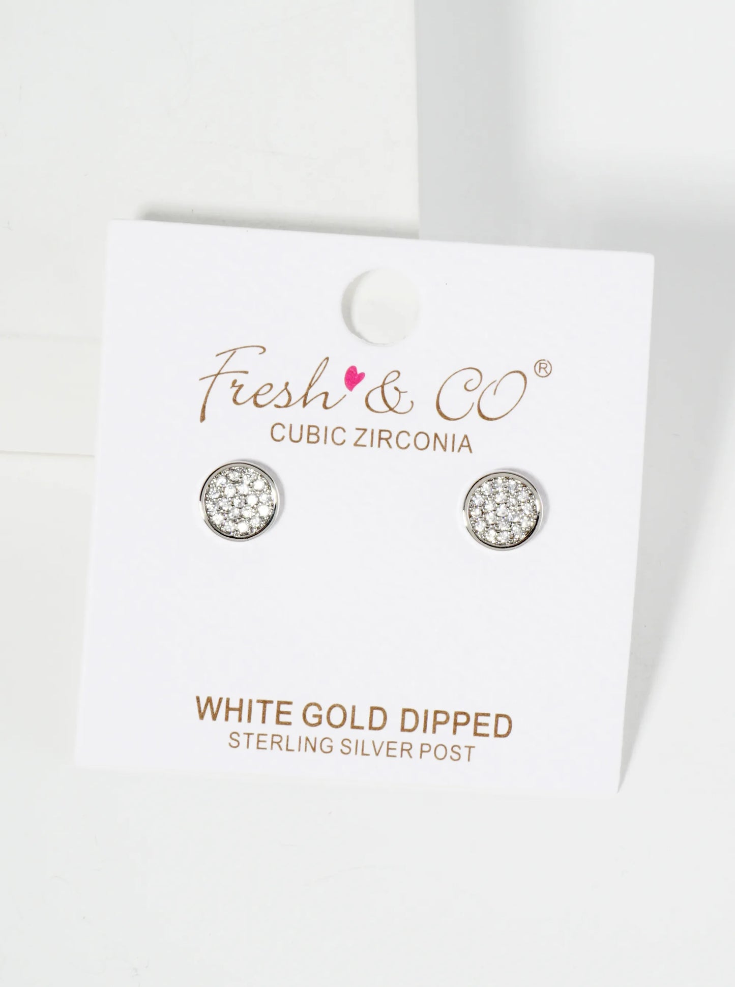 18K Gold Dipped Pave Set CZ 7mm Dainty Round Stud Earrings