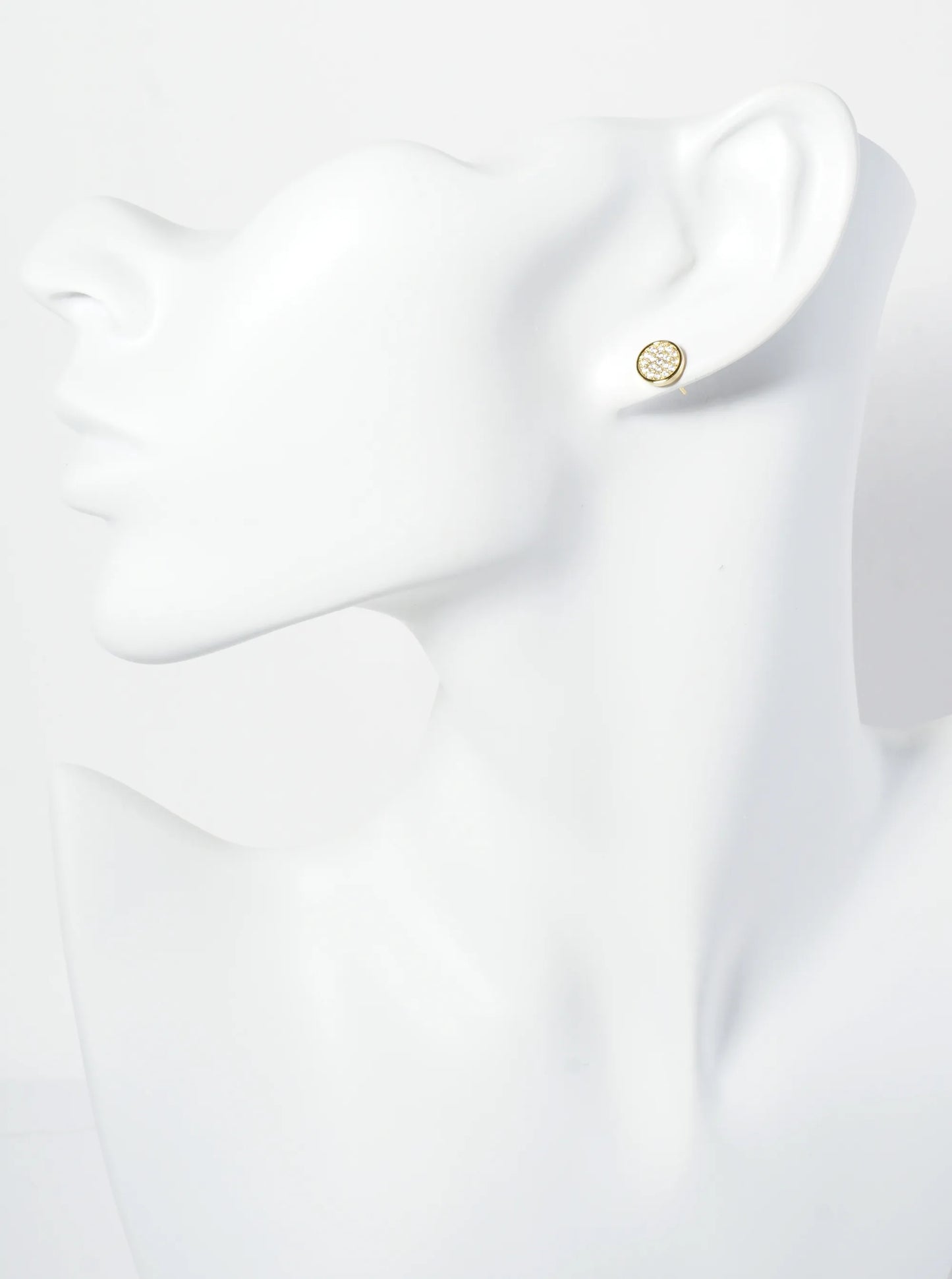 18K Gold Dipped Pave Set CZ 7mm Round Stud Earrings