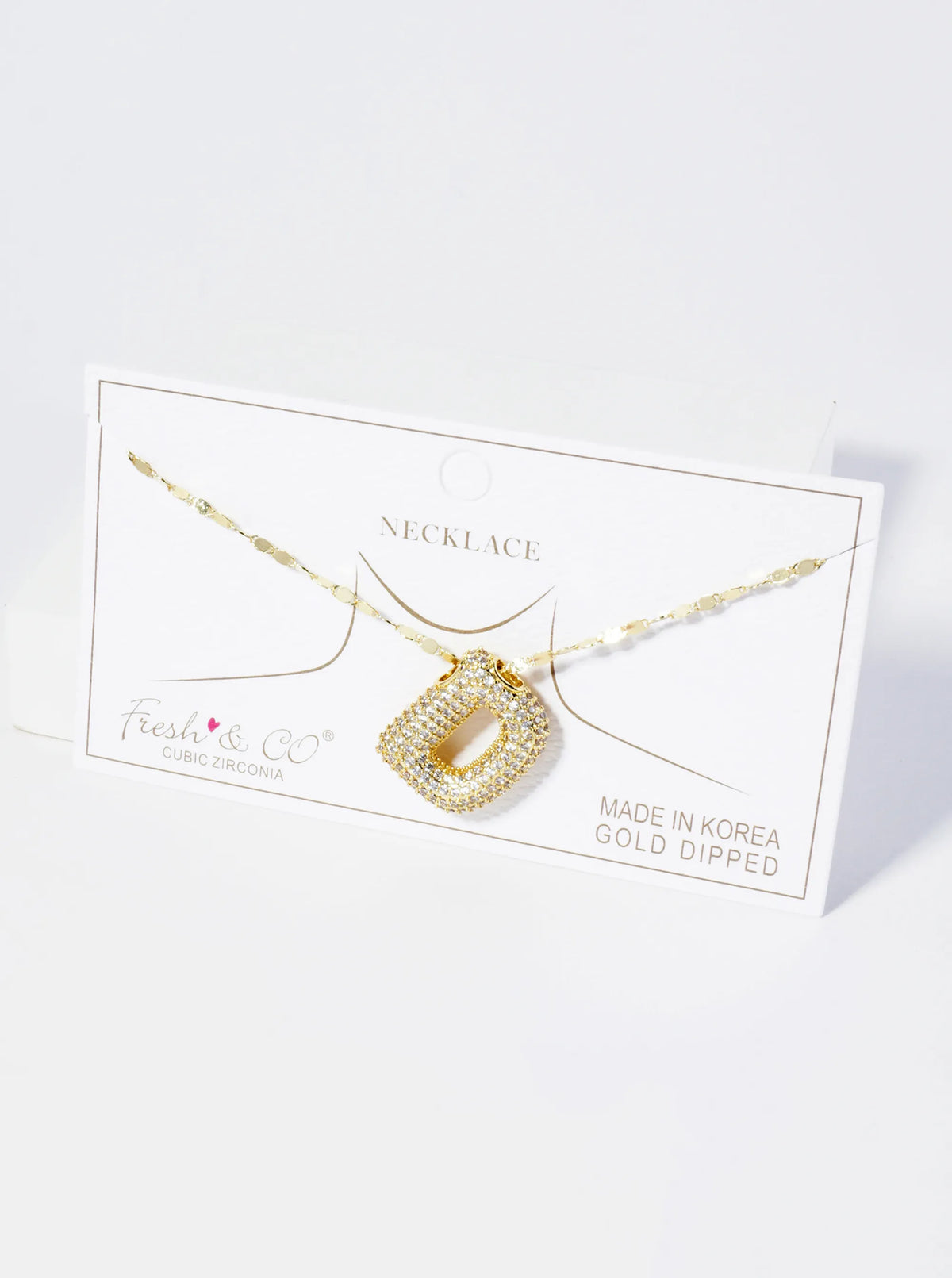 18K Gold Dipped Pave Set CZ Bubble Initial Pendant Necklace