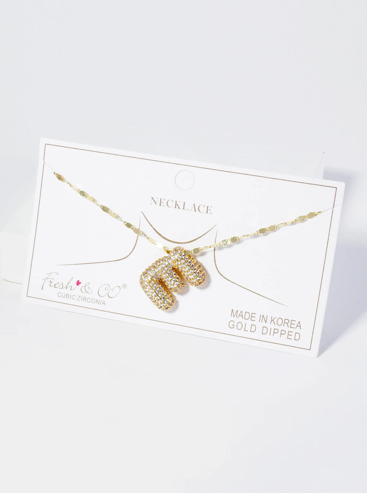 18K Gold Dipped Pave Set CZ Bubble Initial Pendant Necklace