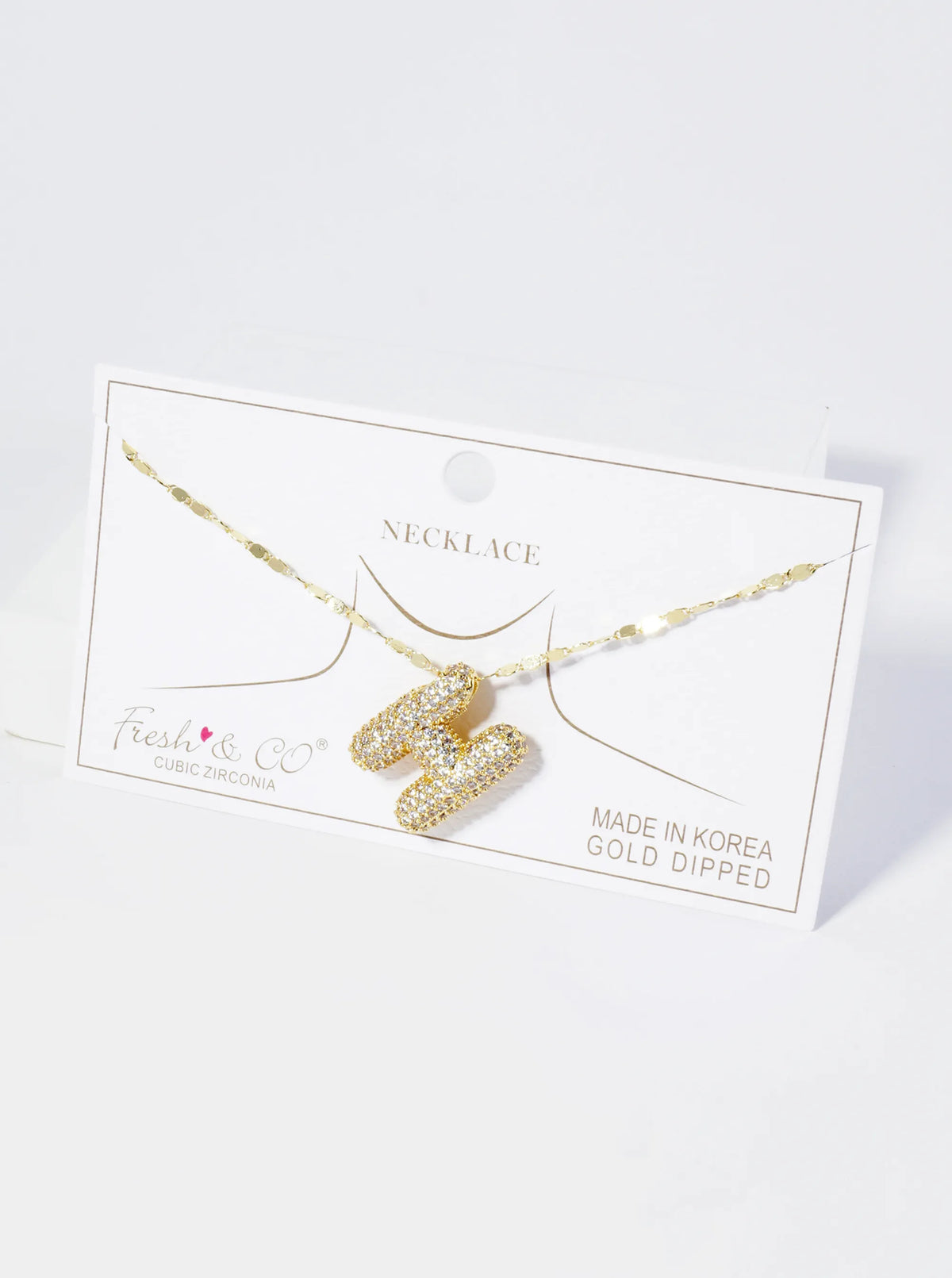 18K Gold Dipped Pave Set CZ Bubble Initial Pendant Necklace