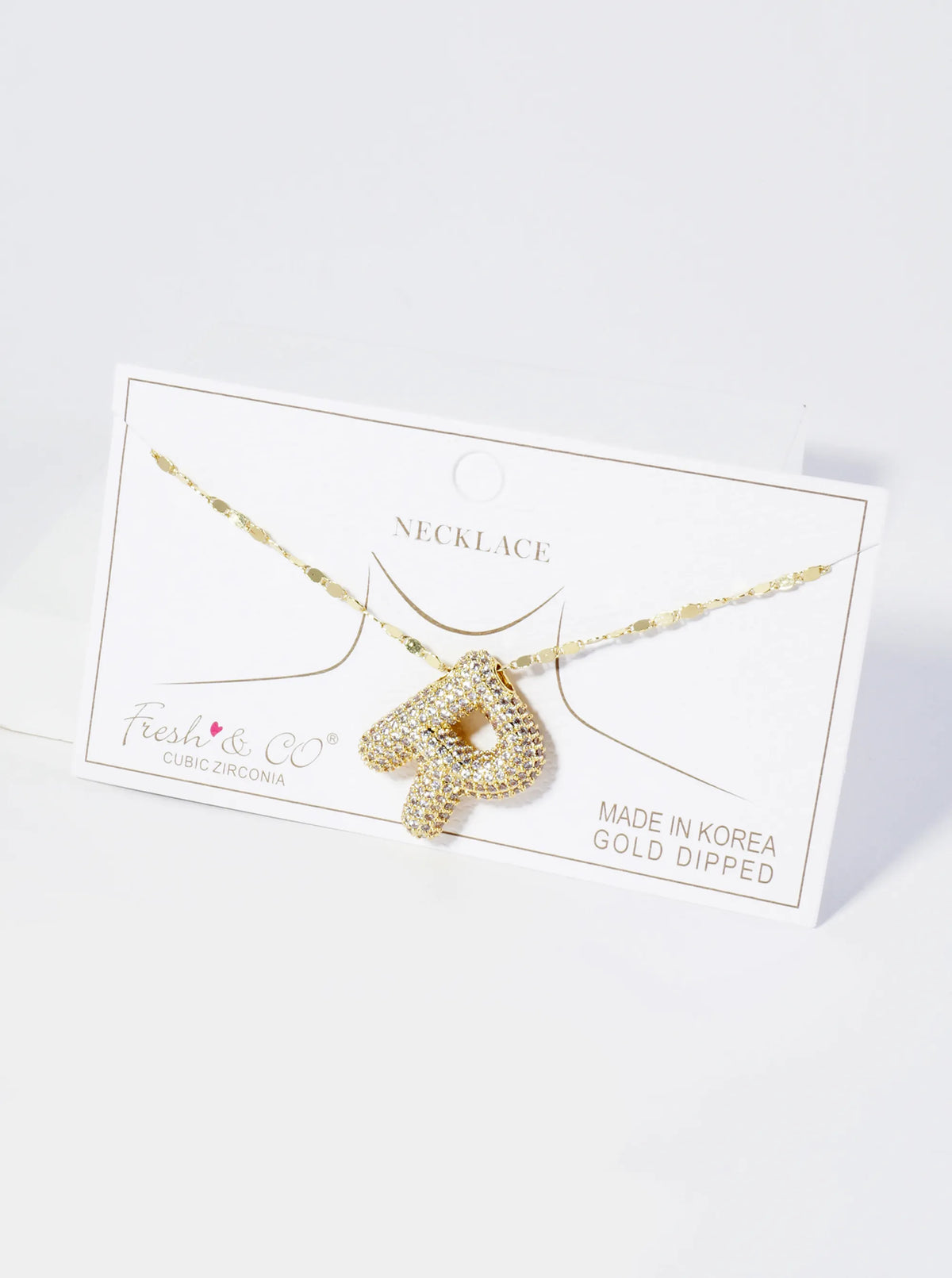 18K Gold Dipped Pave Set CZ Bubble Initial Pendant Necklace