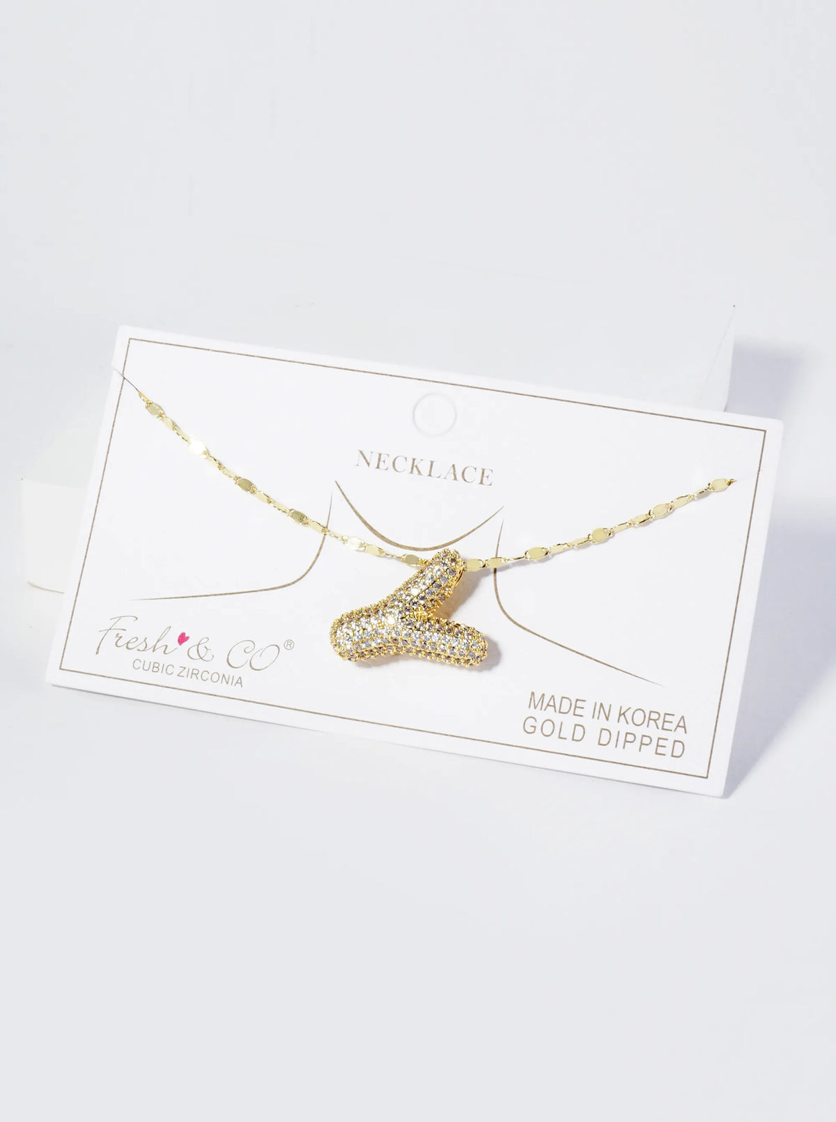 18K Gold Dipped Pave Set CZ Bubble Initial Pendant Necklace