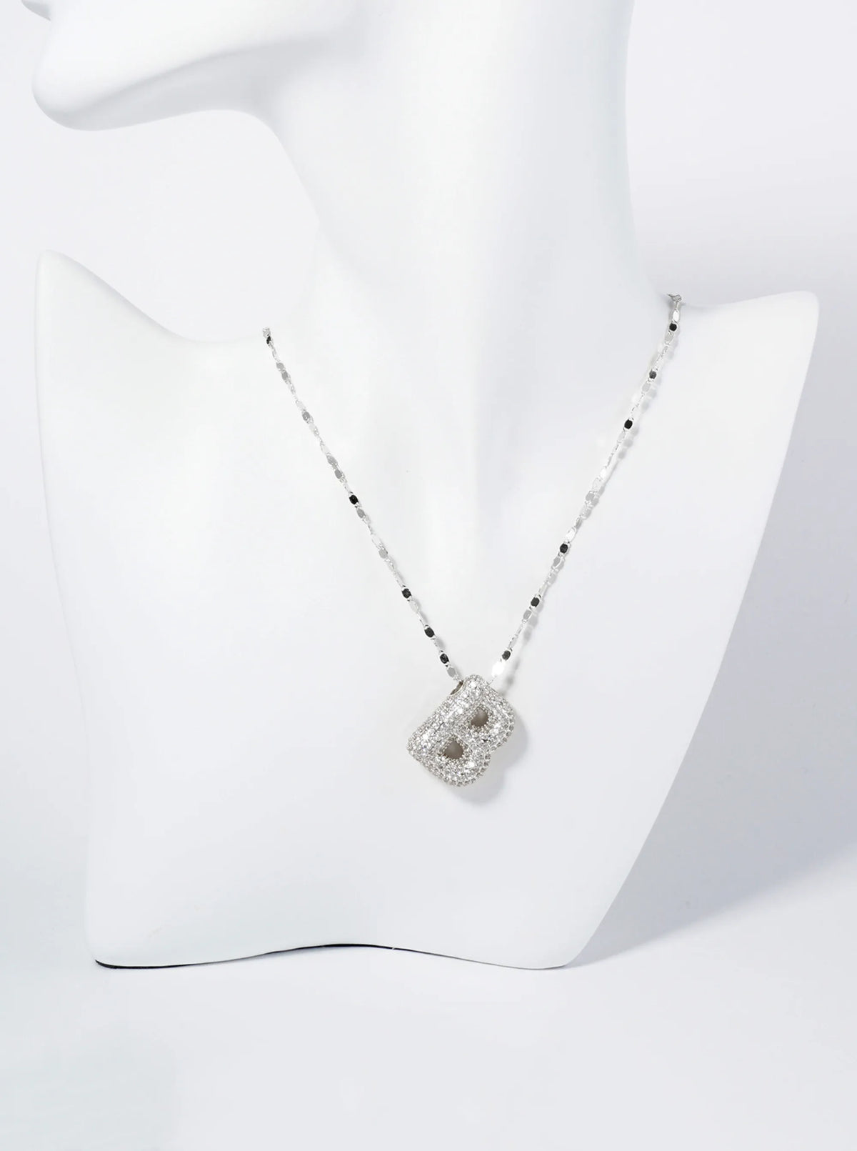 18K Gold Dipped Pave Set CZ Bubble Initial Pendant Necklace