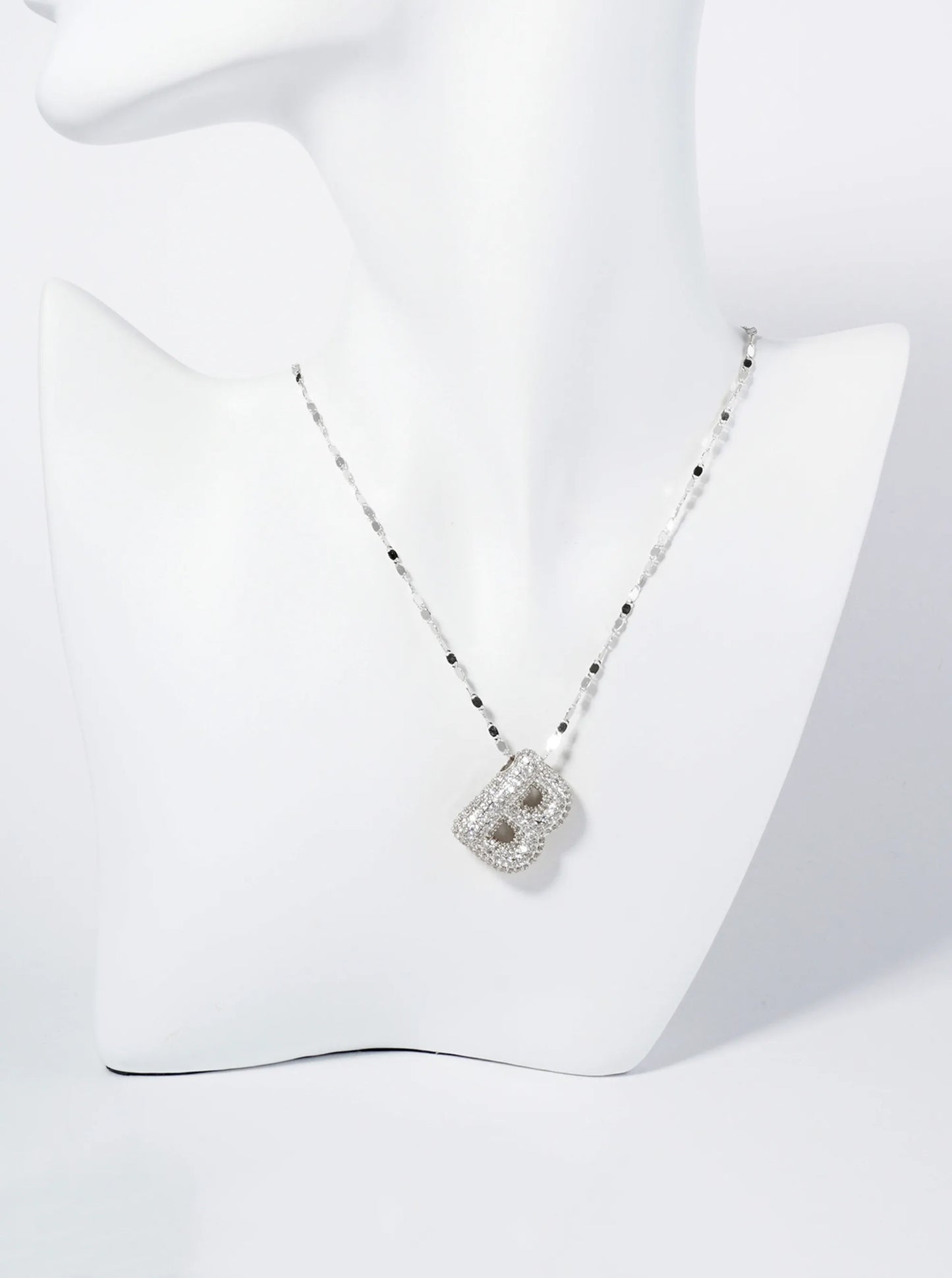 18K Gold Dipped Pave Set CZ Bubble Initial Pendant Necklace