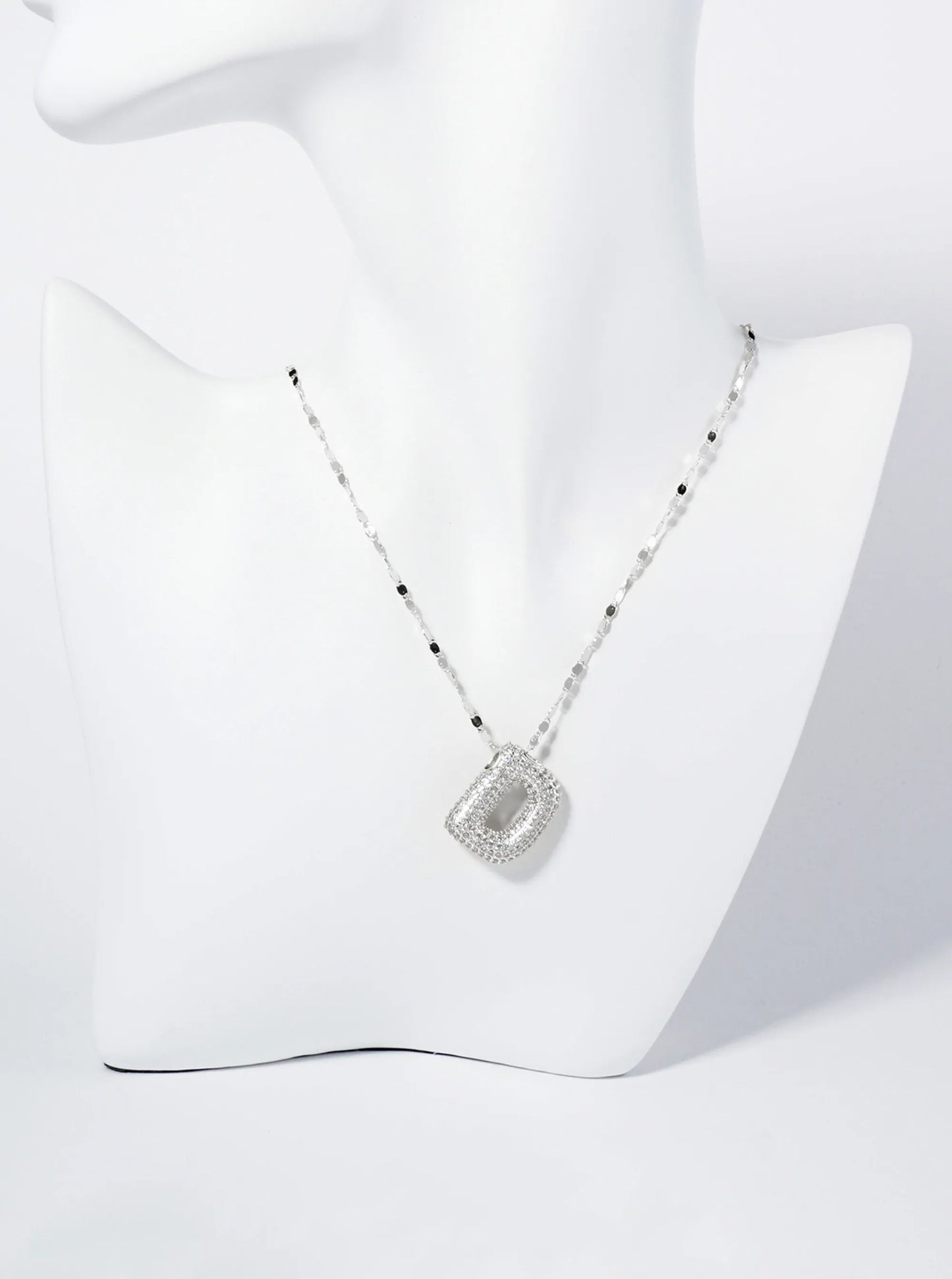 18K Gold Dipped Pave Set CZ Bubble Initial Pendant Necklace