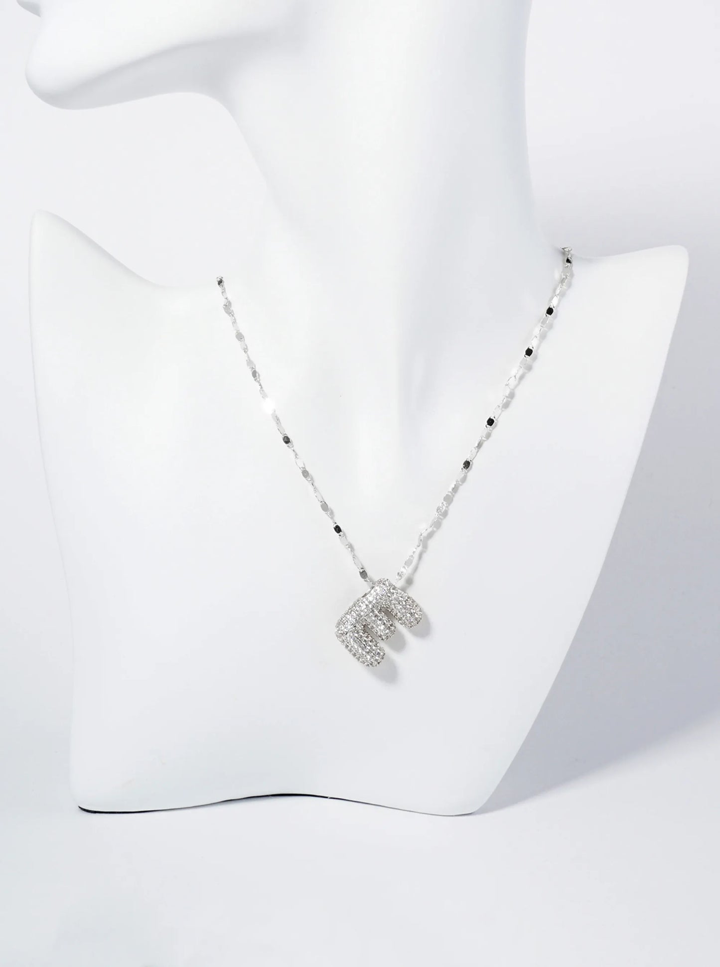 18K Gold Dipped Pave Set CZ Bubble Initial Pendant Necklace