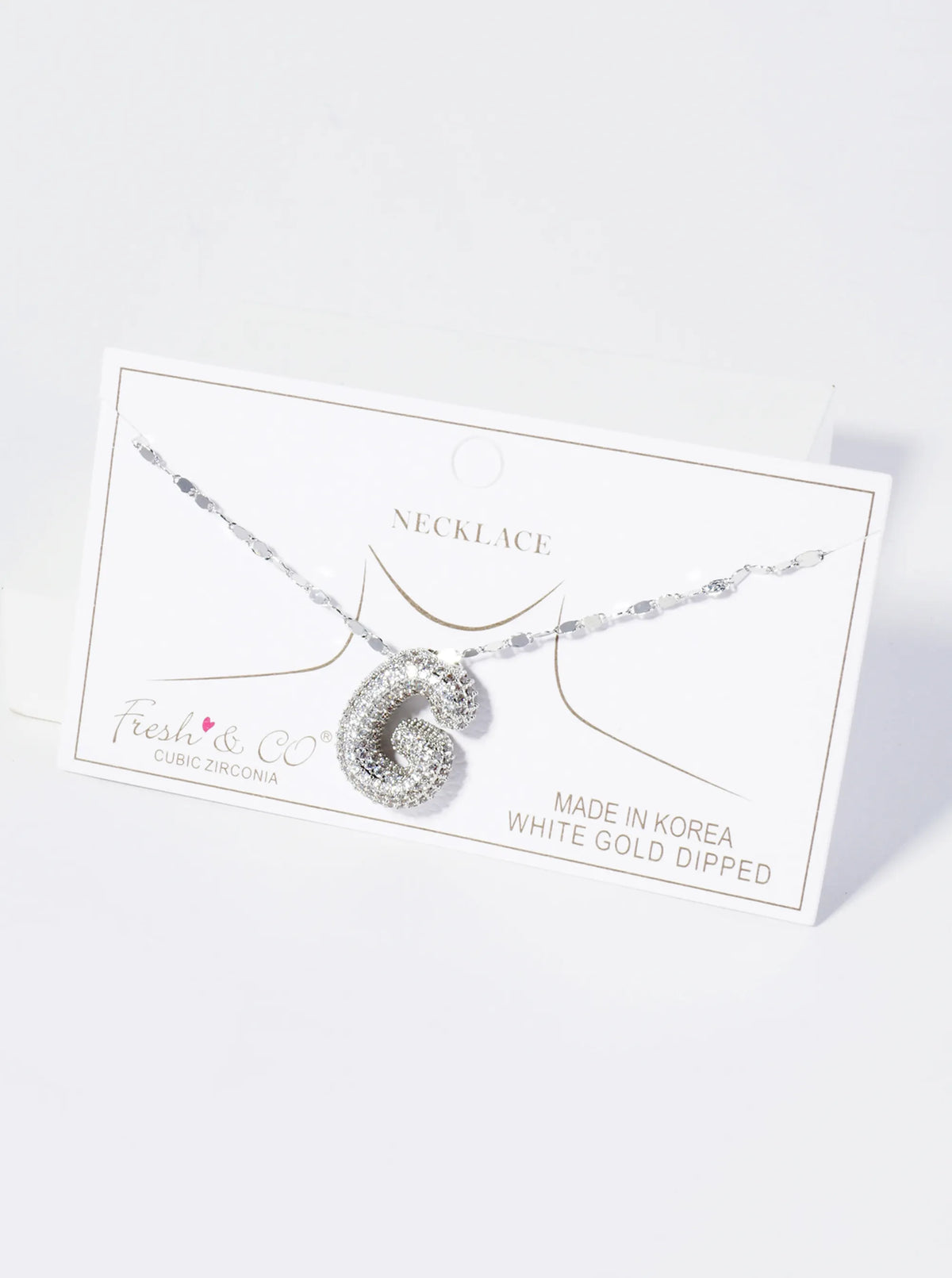 18K Gold Dipped Pave Set CZ Bubble Initial Pendant Necklace
