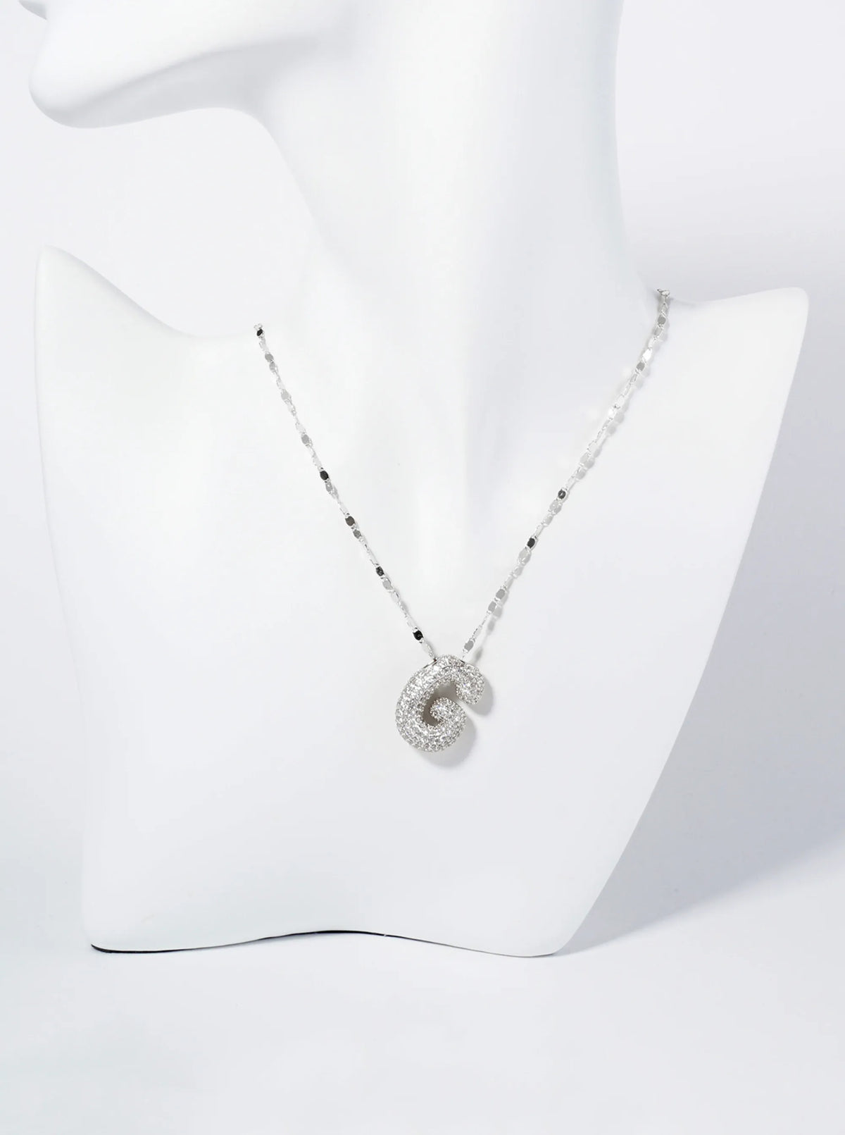 18K Gold Dipped Pave Set CZ Bubble Initial Pendant Necklace