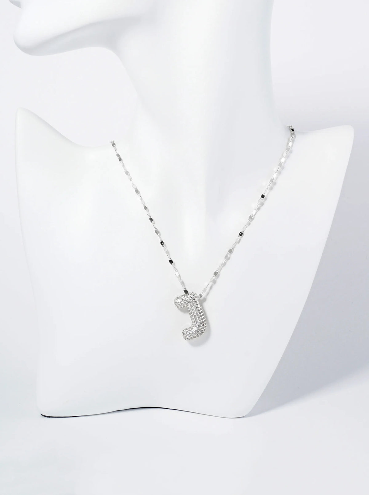 18K Gold Dipped Pave Set CZ Bubble Initial Pendant Necklace