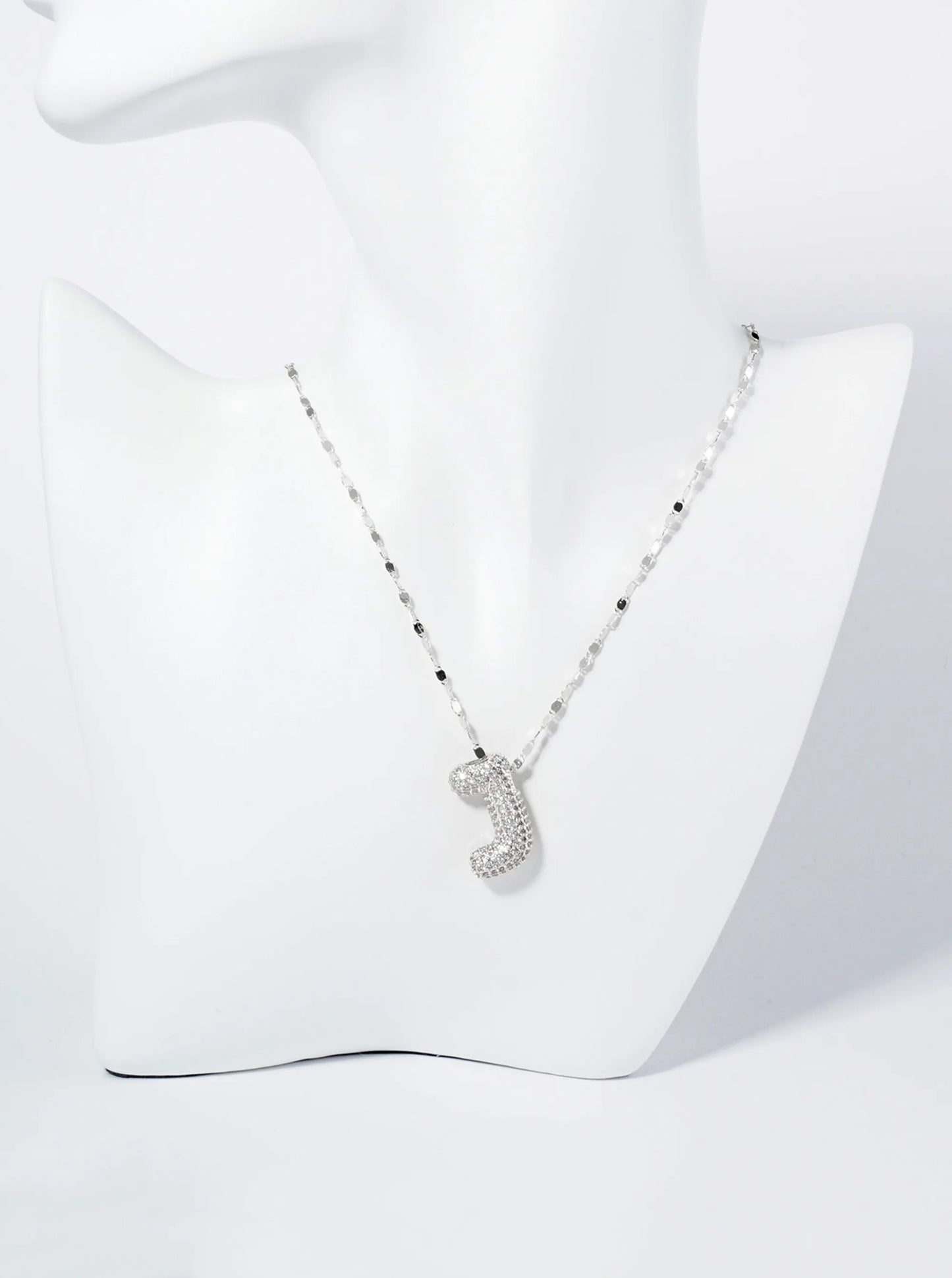 18K Gold Dipped Pave Set CZ Bubble Initial Pendant Necklace