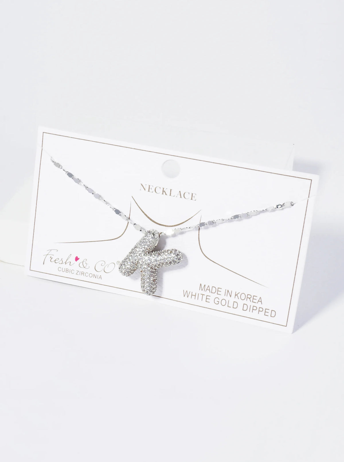 18K Gold Dipped Pave Set CZ Bubble Initial Pendant Necklace