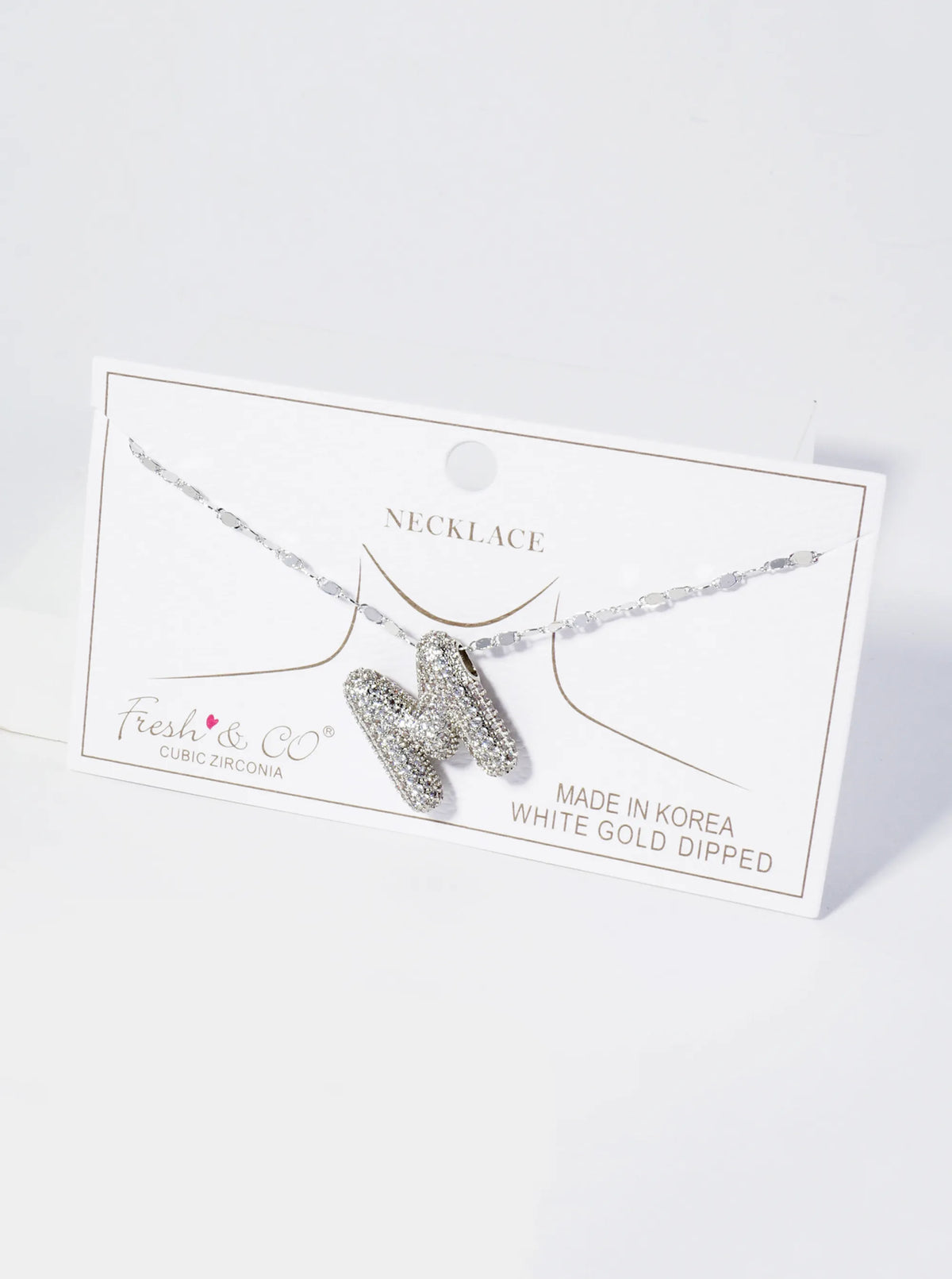 18K Gold Dipped Pave Set CZ Bubble Initial Pendant Necklace