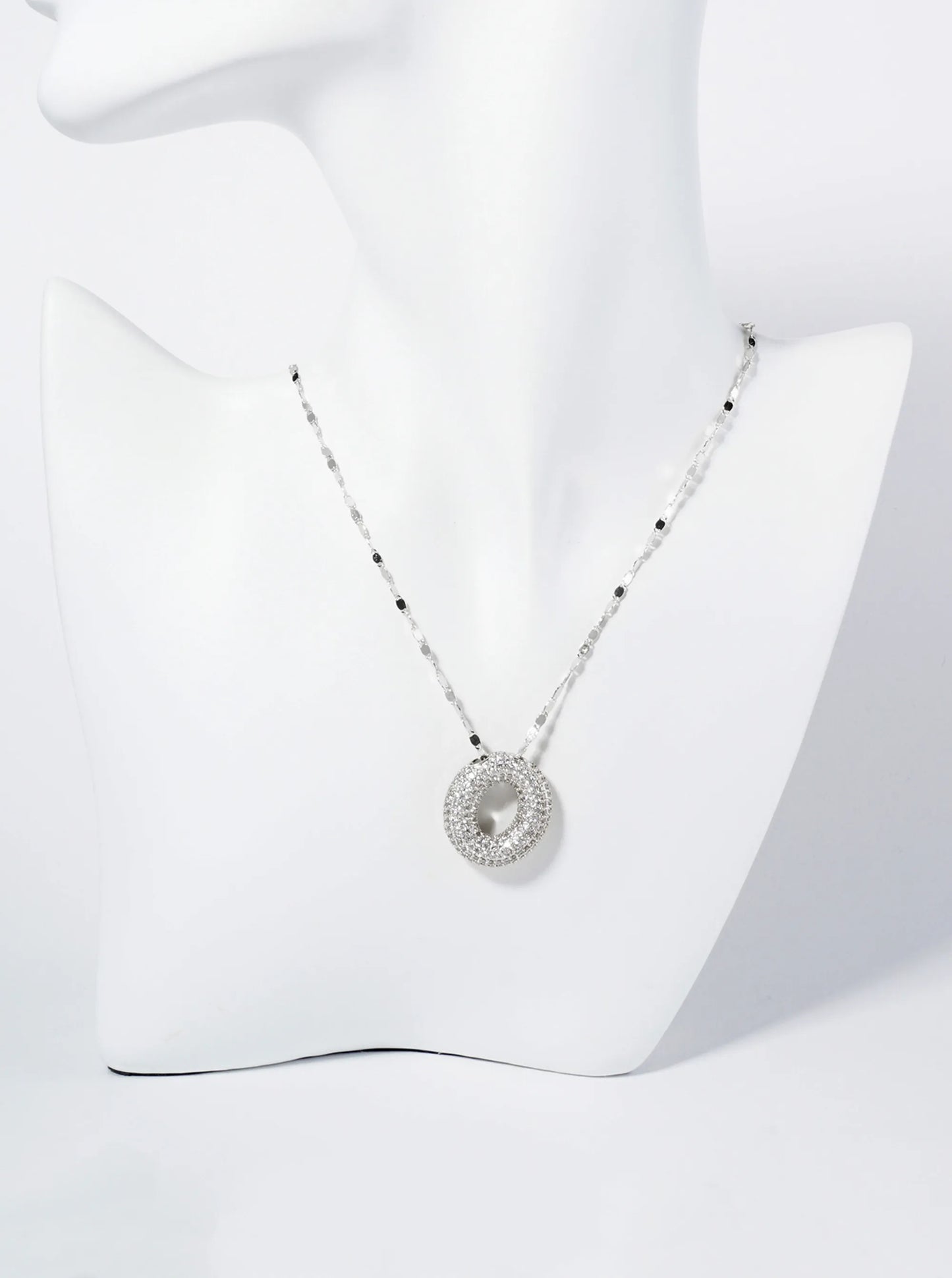 18K Gold Dipped Pave Set CZ Bubble Initial Pendant Necklace