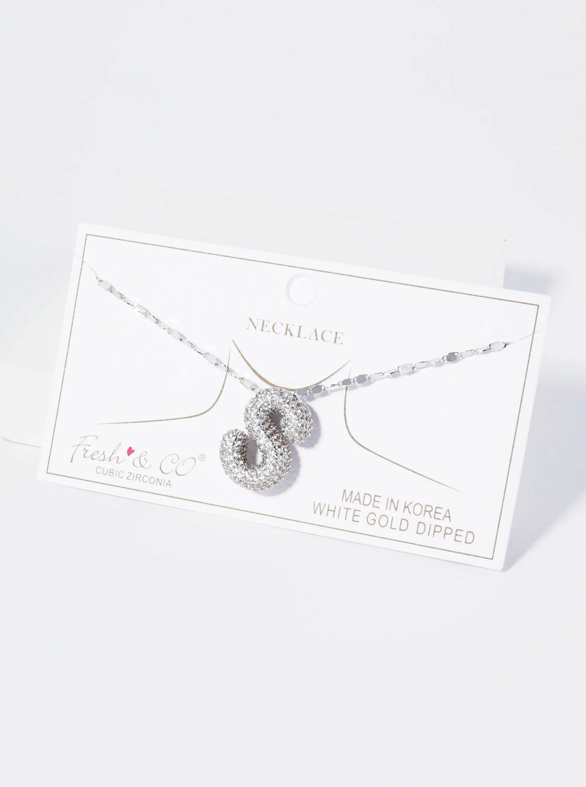 18K Gold Dipped Pave Set CZ Bubble Initial Pendant Necklace