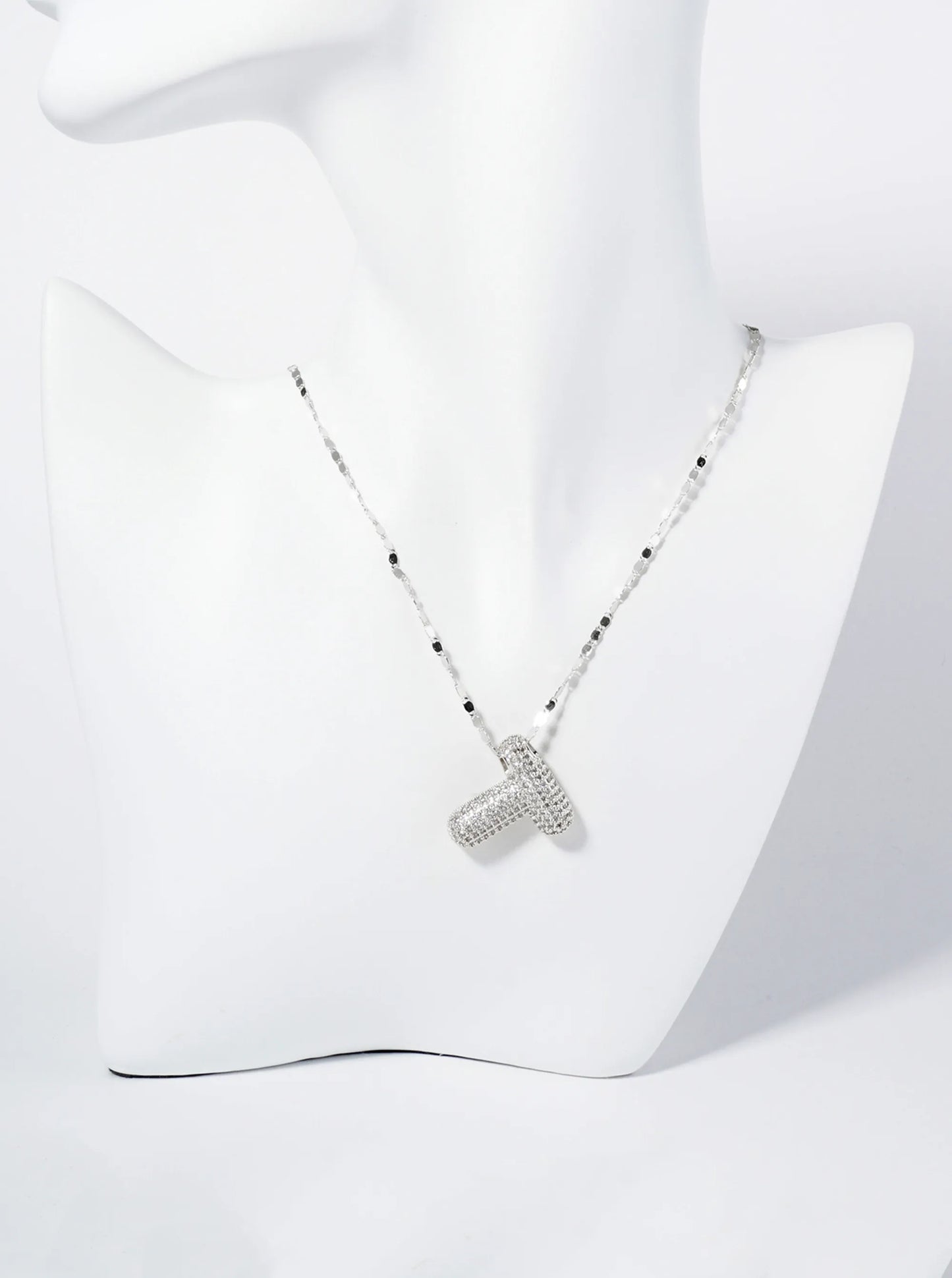 18K Gold Dipped Pave Set CZ Bubble Initial Pendant Necklace
