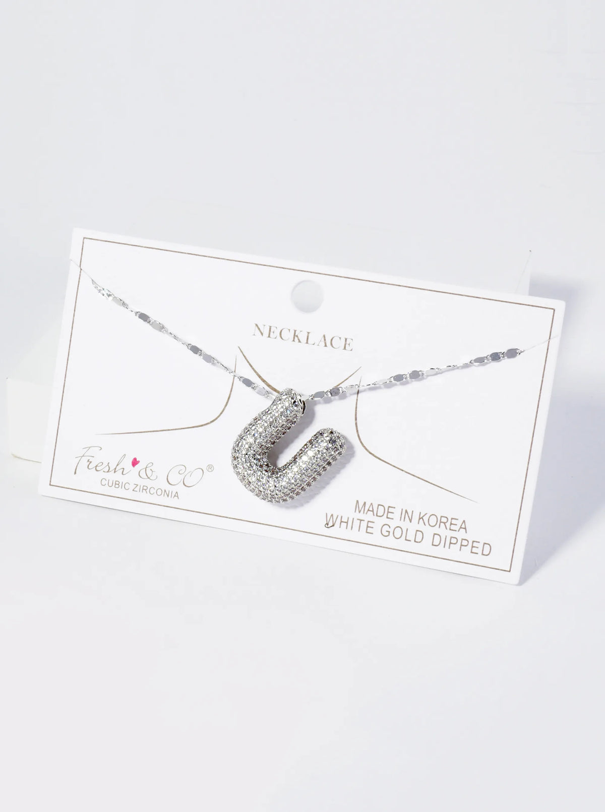 18K Gold Dipped Pave Set CZ Bubble Initial Pendant Necklace