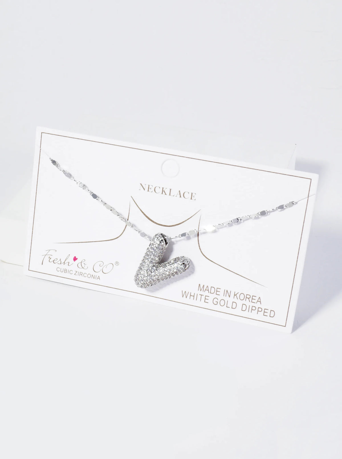 18K Gold Dipped Pave Set CZ Bubble Initial Pendant Necklace