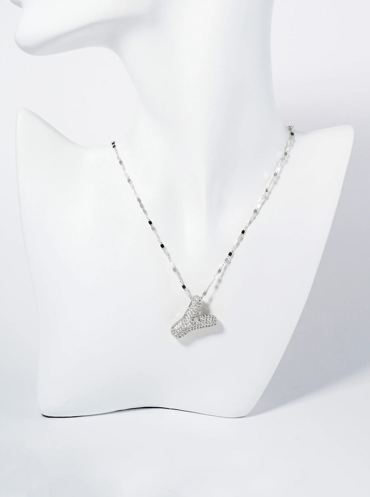 18K Gold Dipped Pave Set CZ Bubble Initial Pendant Necklace