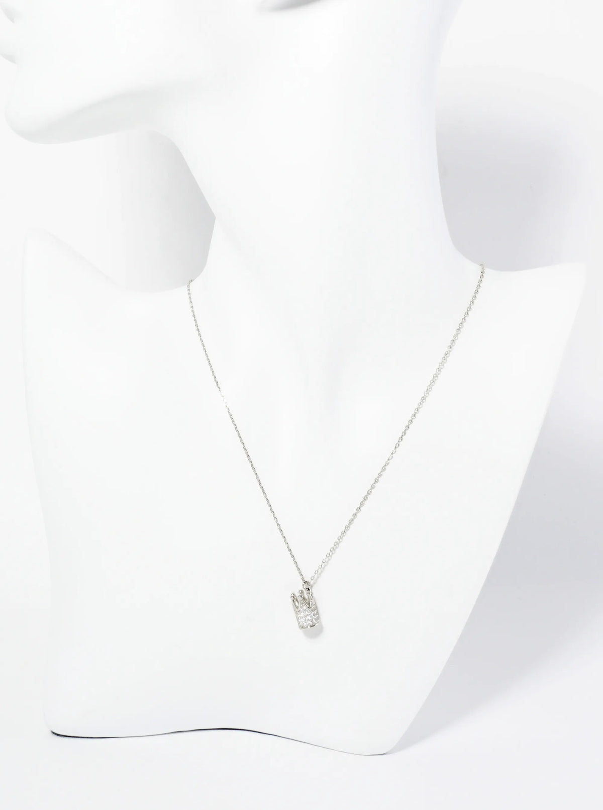 18K Gold Dipped Pave Set CZ Cylindrical Crown Pendant Necklace