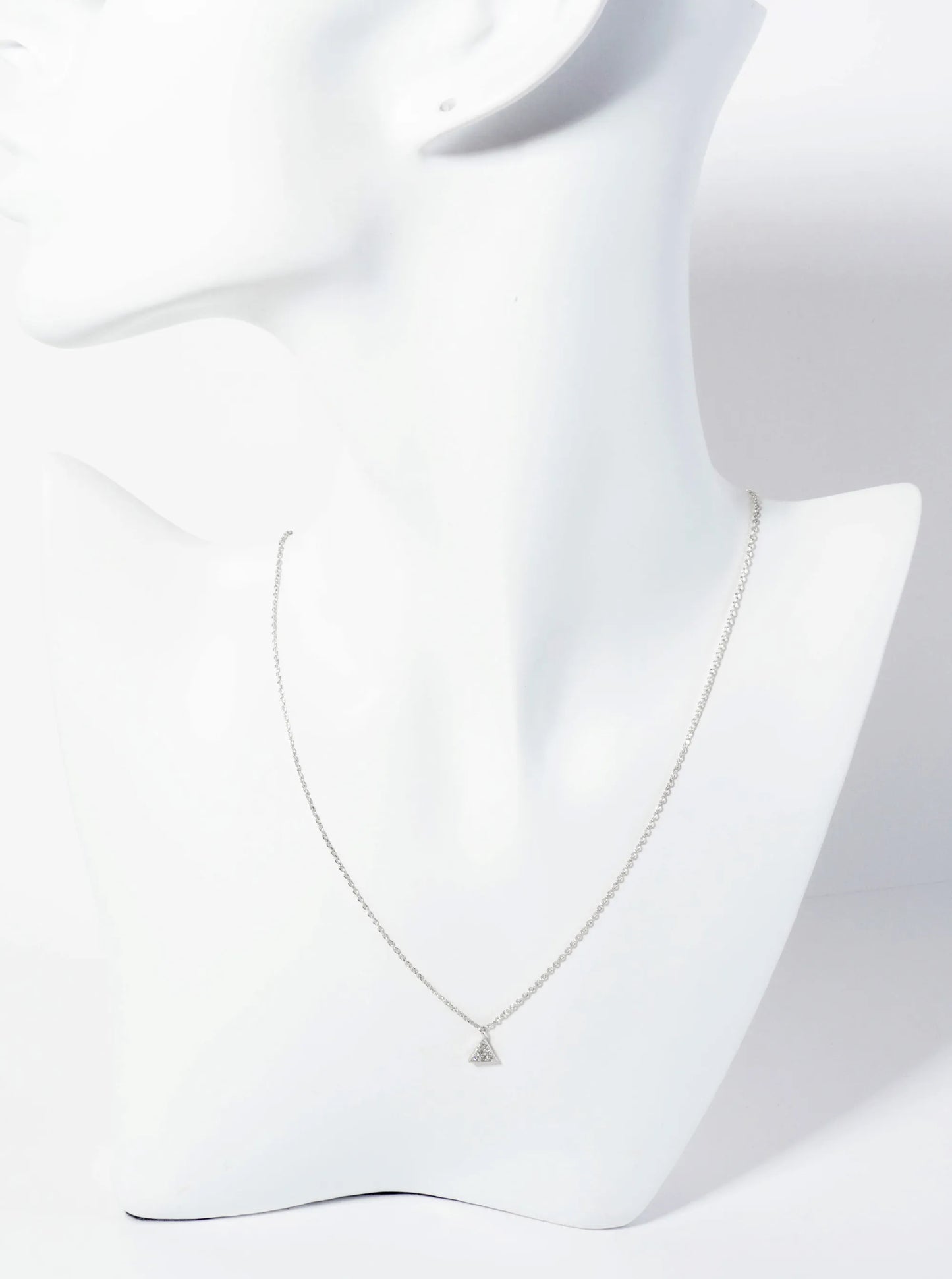 18K-Gold-Dipped Pave Set CZ Dainty Triangle Pendant Necklace