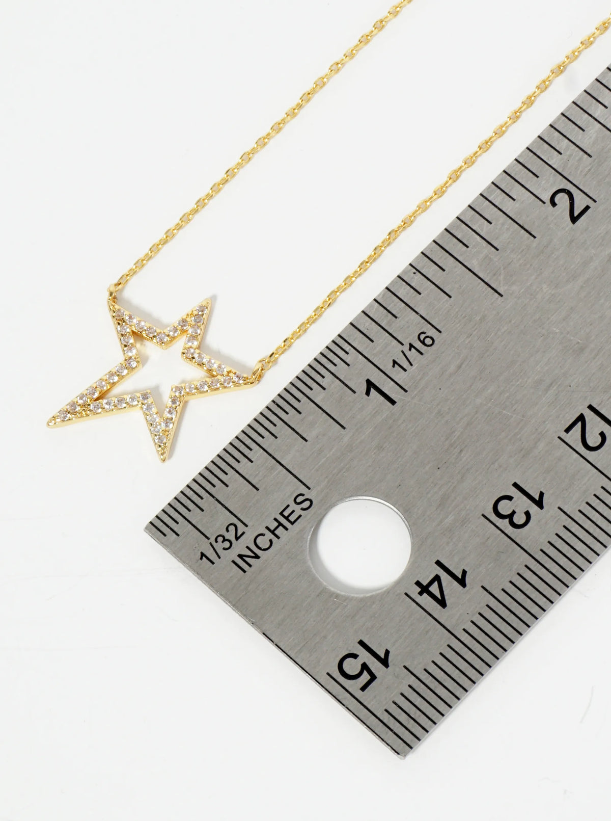 18K Gold Dipped Pave Set CZ Dynamic Star Pendant Necklace