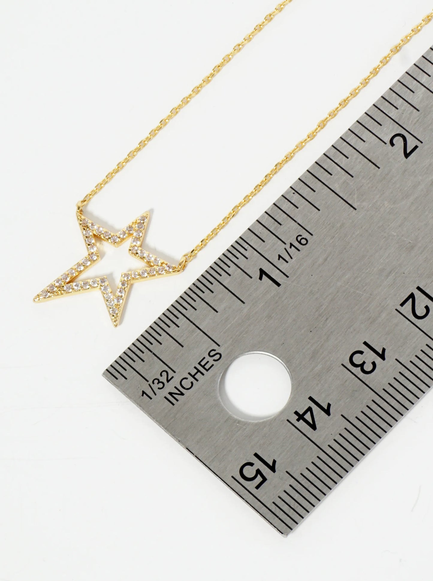 18K Gold Dipped Pave Set CZ Dynamic Star Pendant Necklace