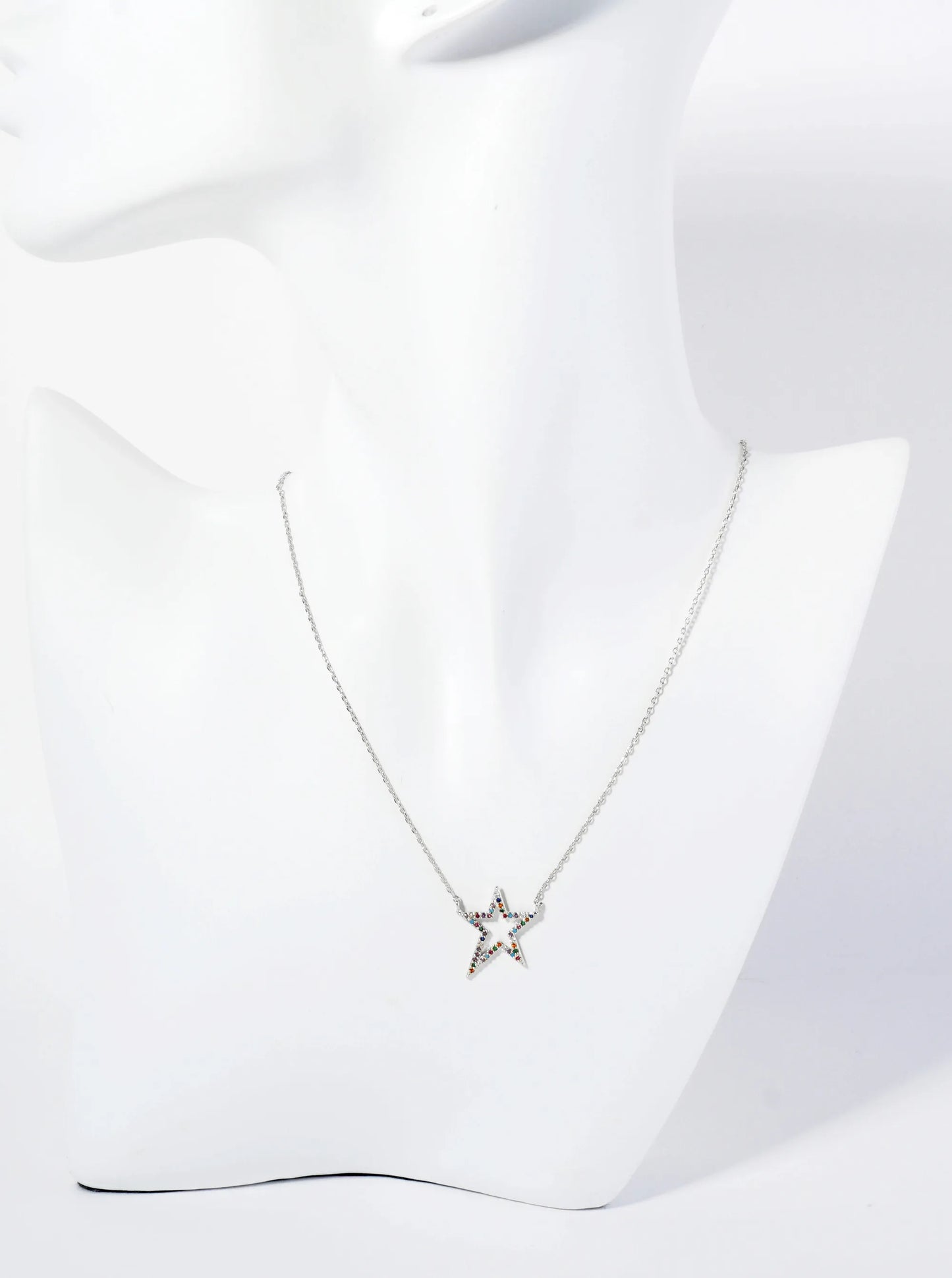18K Gold Dipped Pave Set CZ Dynamic Star Pendant Necklace