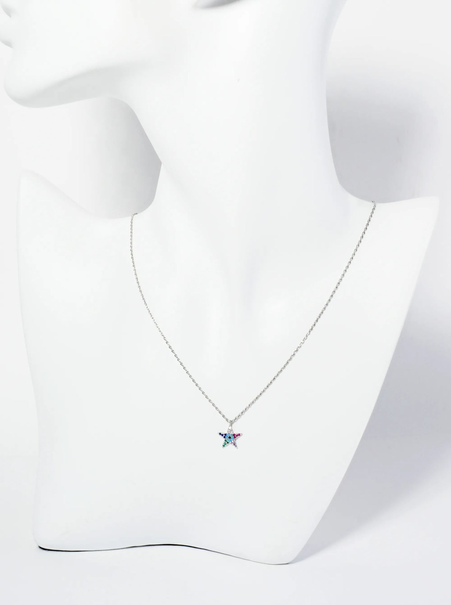 18K Gold Dipped Pave Set CZ Evil Eye Star Pendant Necklace