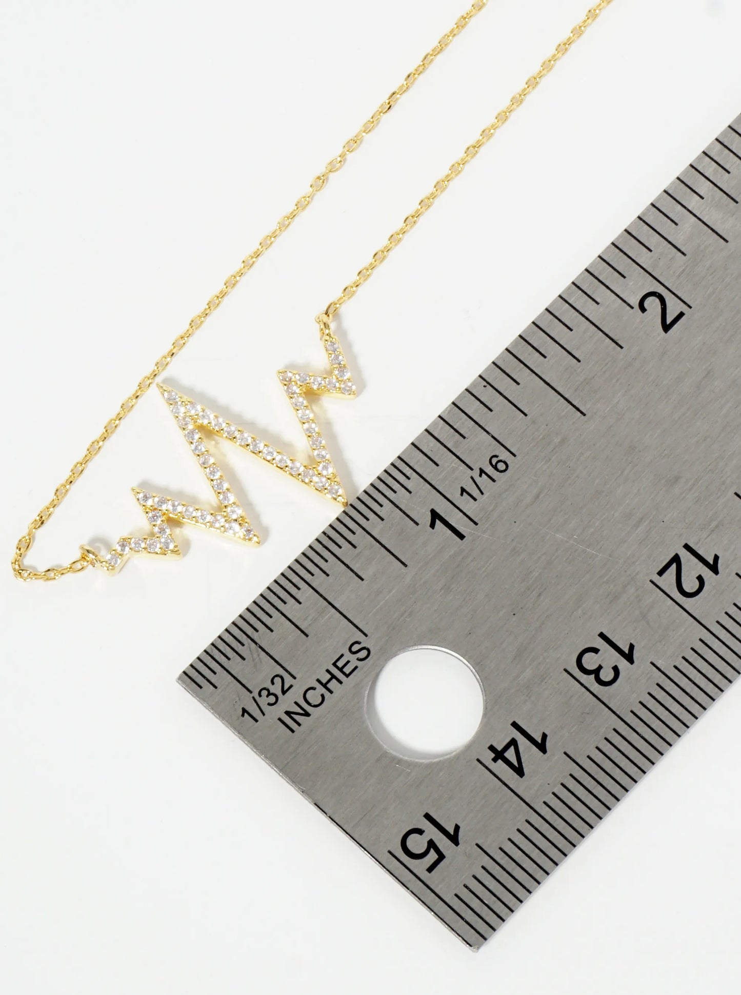 18K Gold Dipped Pave Set CZ Heartbeat Pendant Necklace