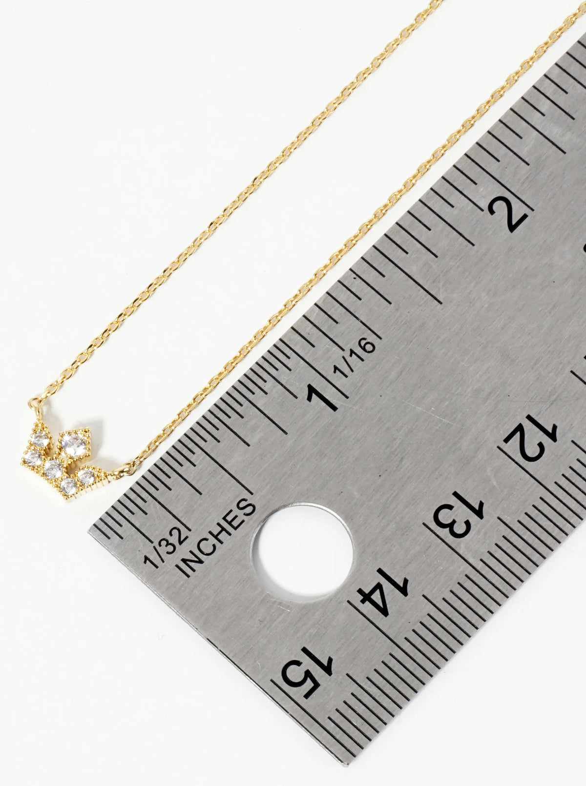 18K Gold Dipped Pave Set CZ Mini Crown Pendant Necklace
