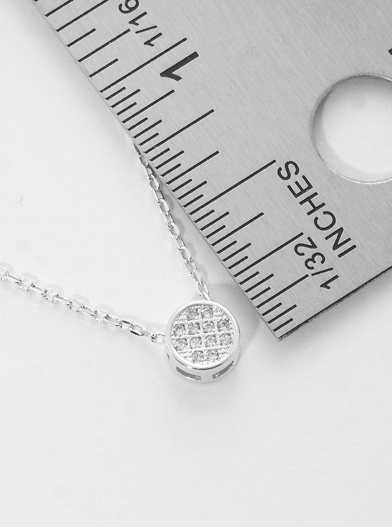 18K-Gold-Dipped Pave-Set CZ Minimalist Round Pendant Necklace