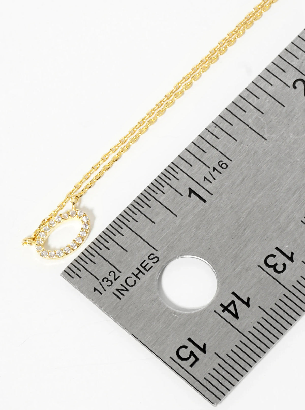 18K-Gold-Dipped Pave Set CZ Oval Pendant Necklace
