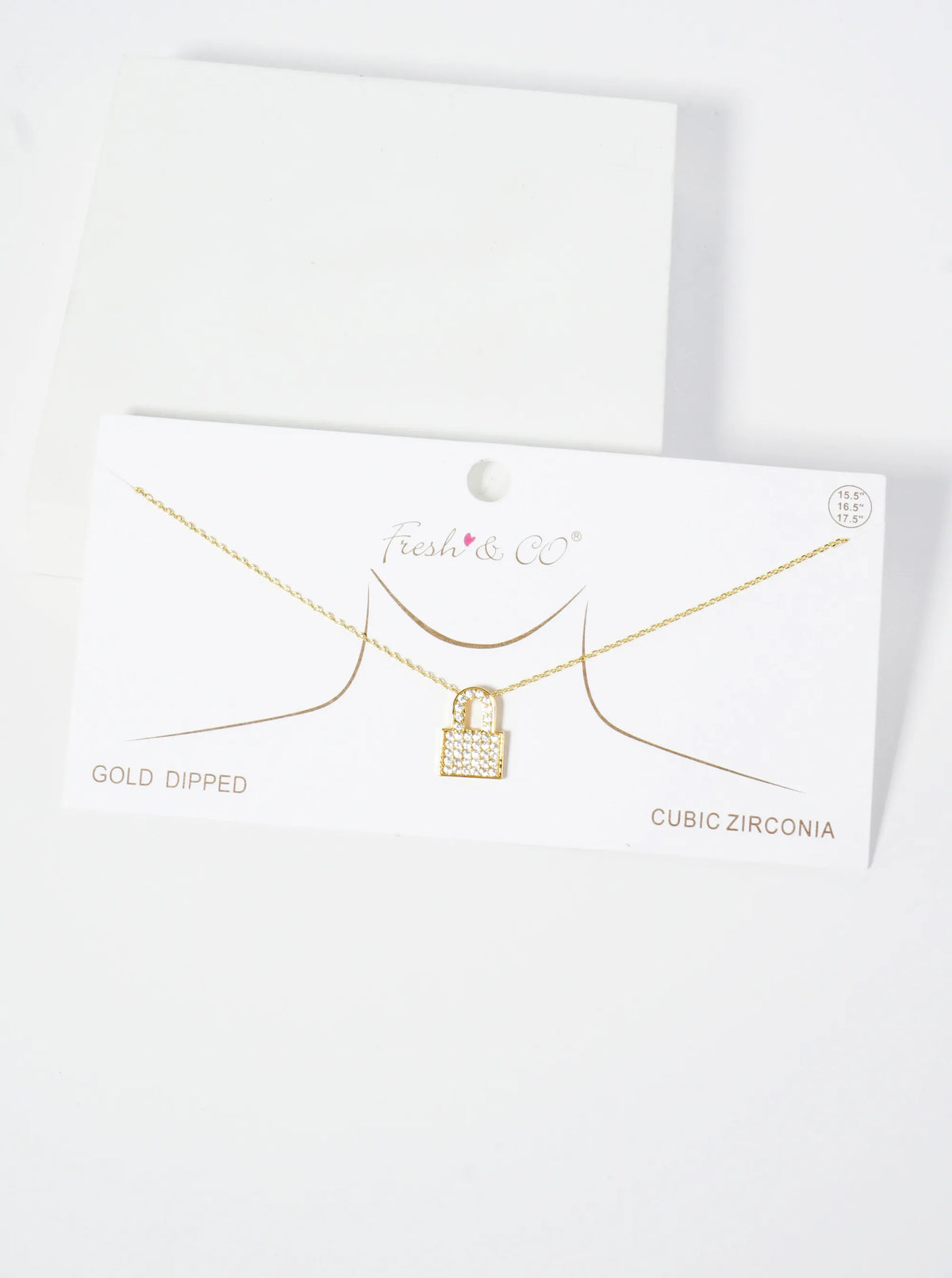 18K Gold Dipped Pave Set CZ Padlock Pendant Necklace