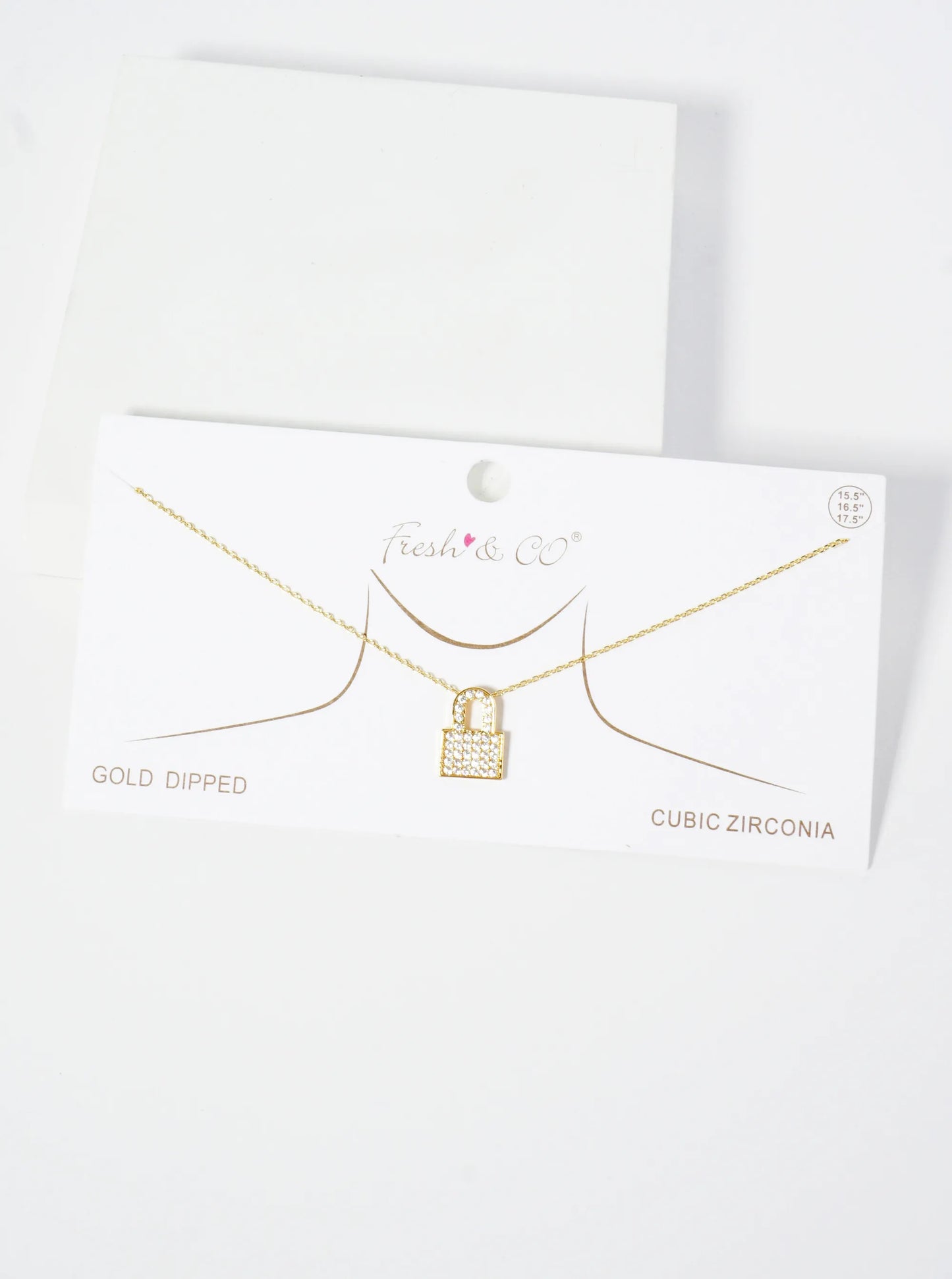 18K Gold Dipped Pave Set CZ Padlock Pendant Necklace