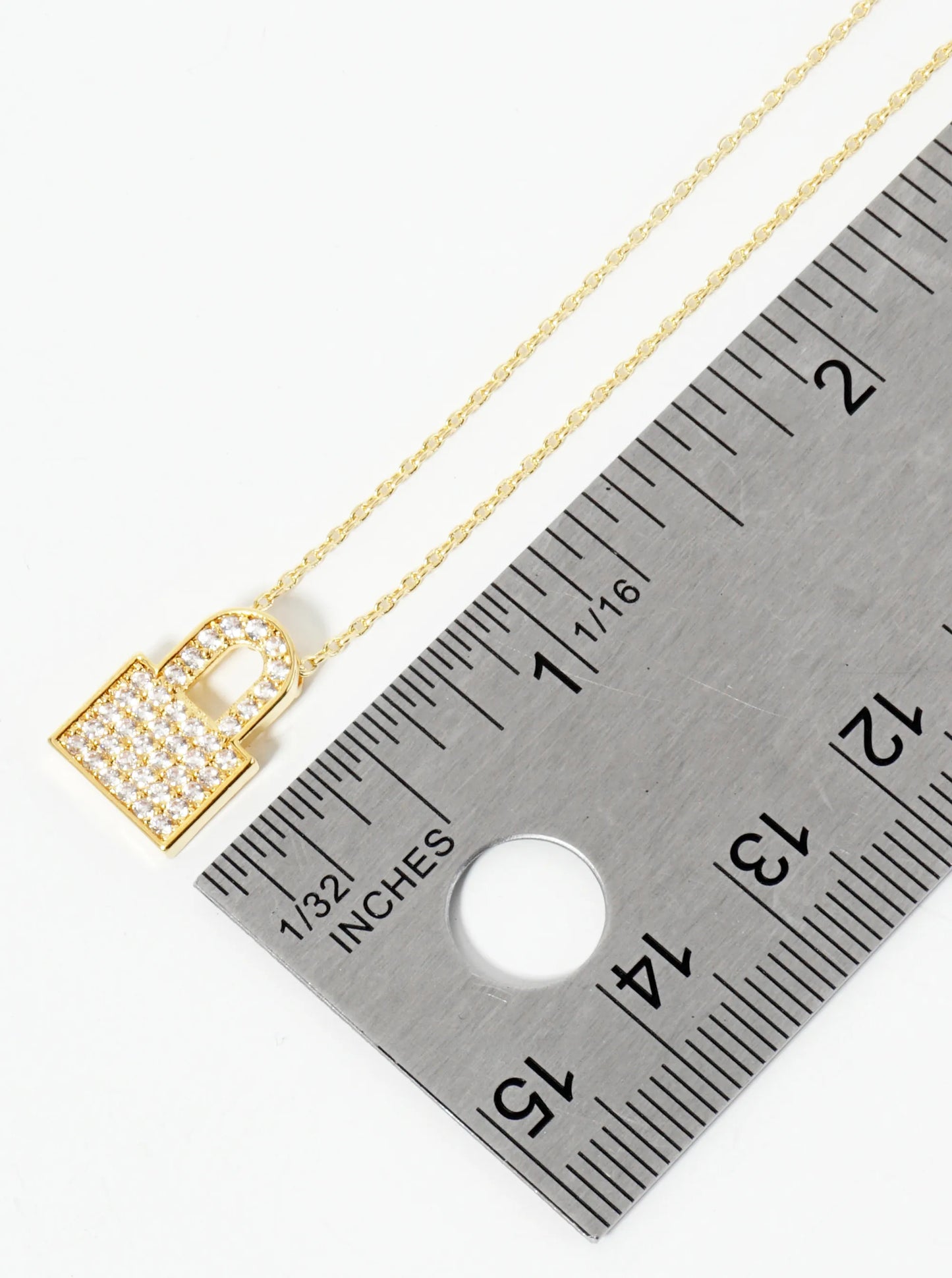 18K Gold Dipped Pave Set CZ Padlock Pendant Necklace