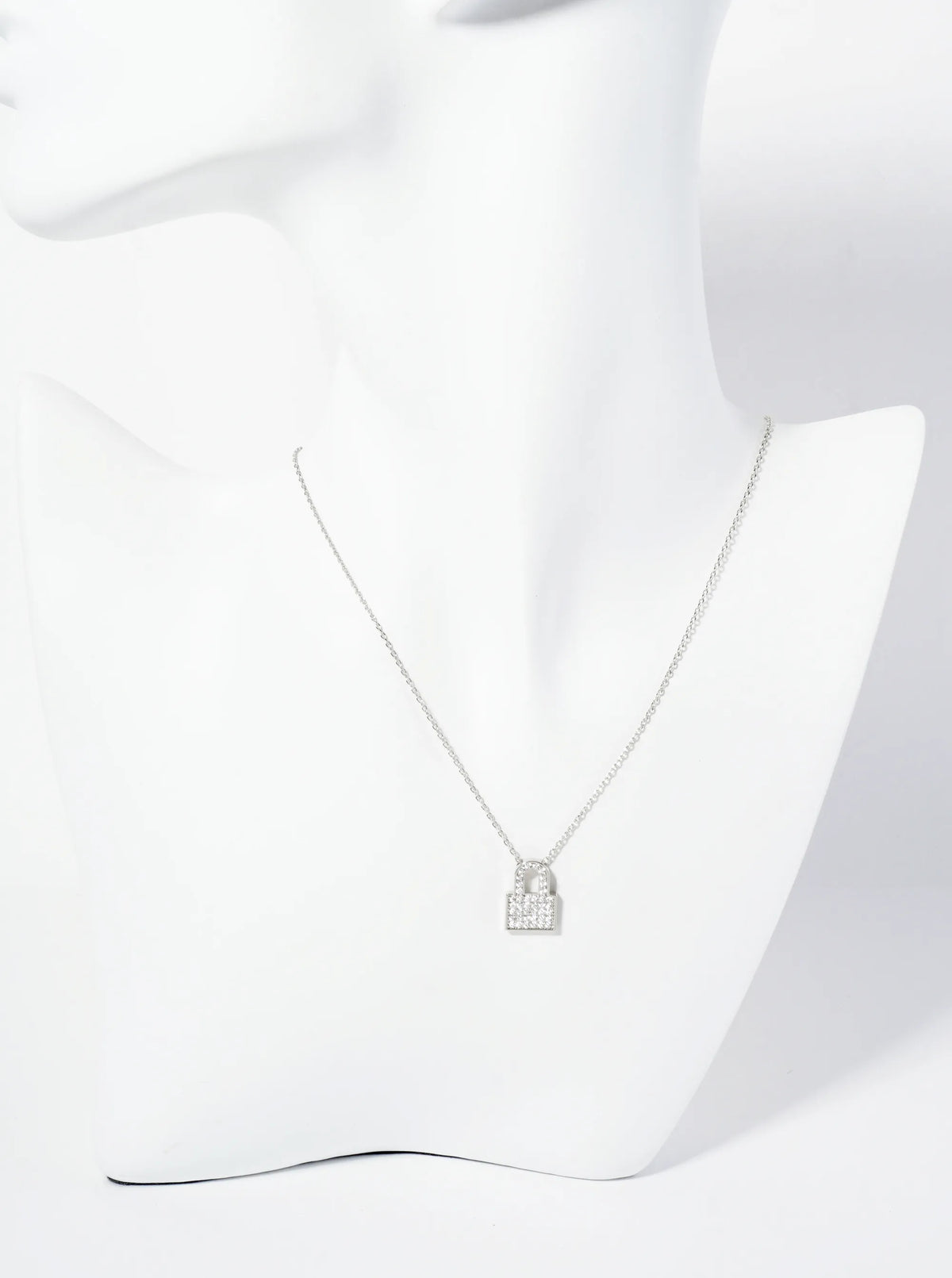 18K Gold Dipped Pave Set CZ Padlock Pendant Necklace