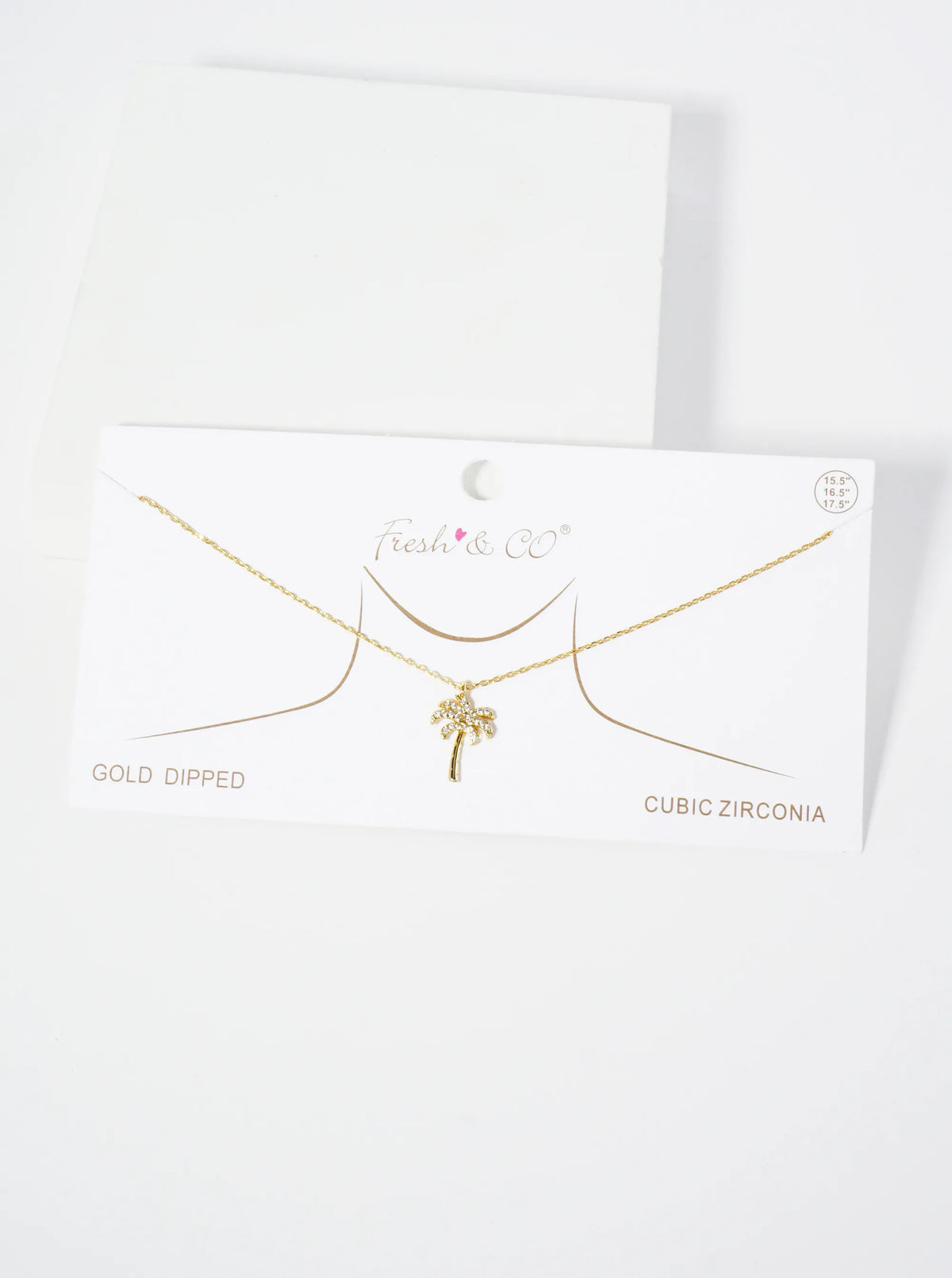 18K-Gold-Dipped Pave-Set CZ Palm Tree Pendant Necklace
