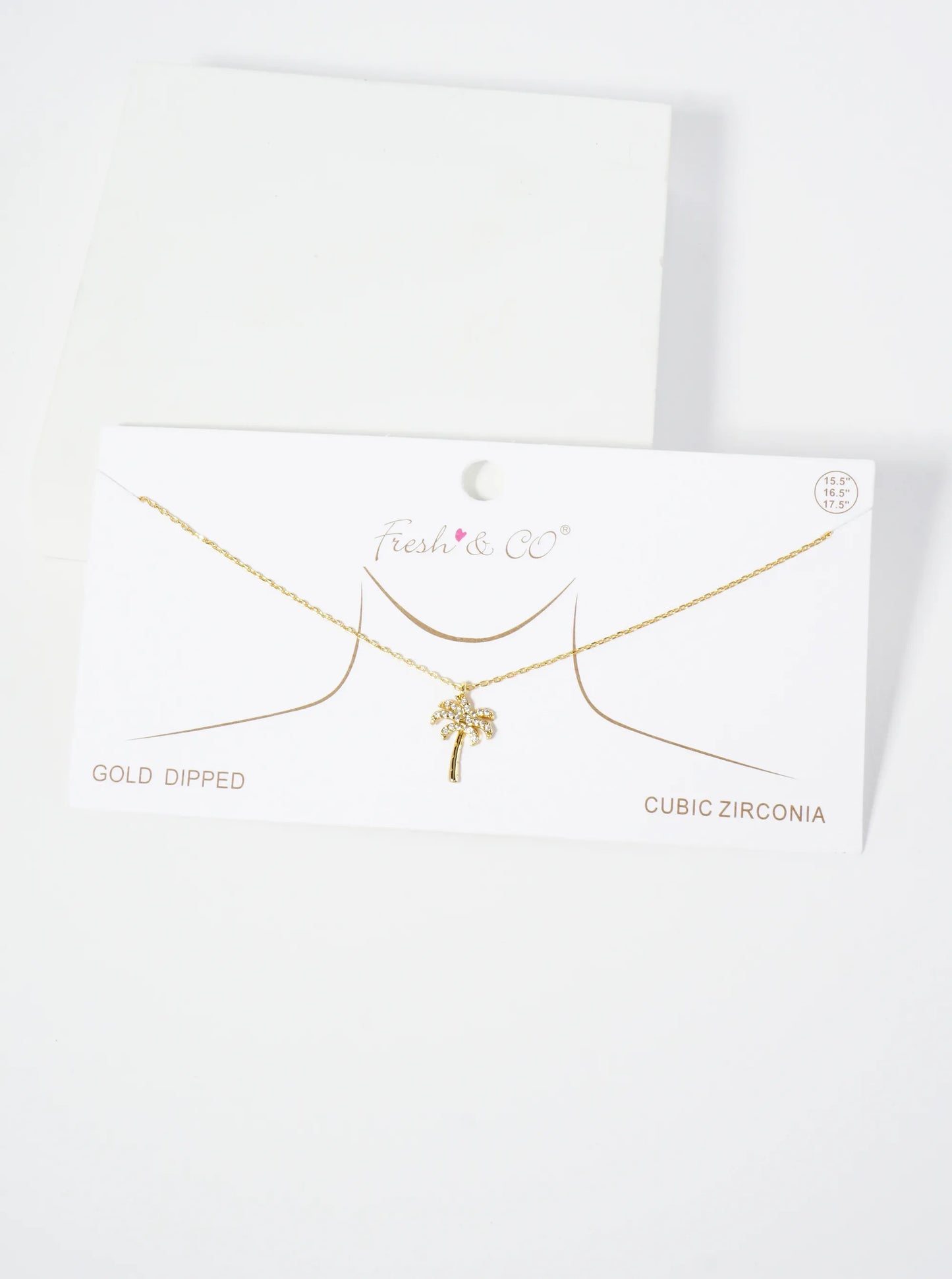 18K-Gold-Dipped Pave-Set CZ Palm Tree Pendant Necklace