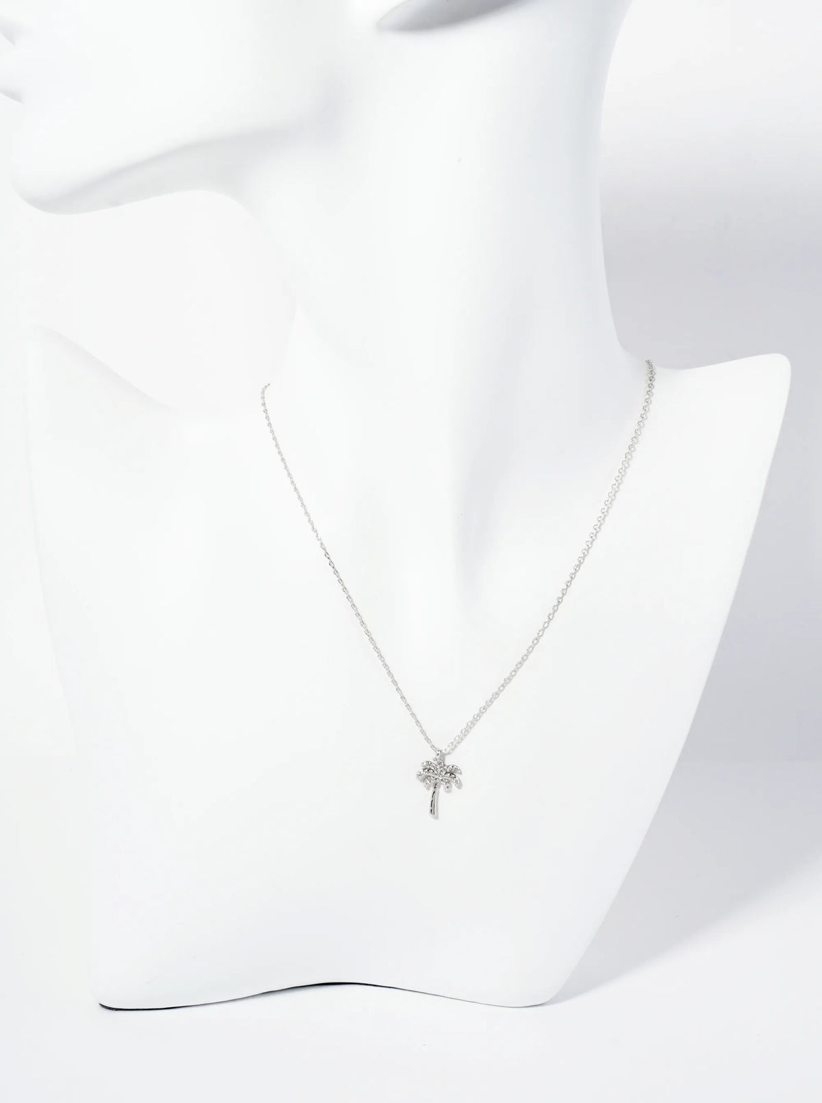 18K-Gold-Dipped Pave-Set CZ Palm Tree Pendant Necklace