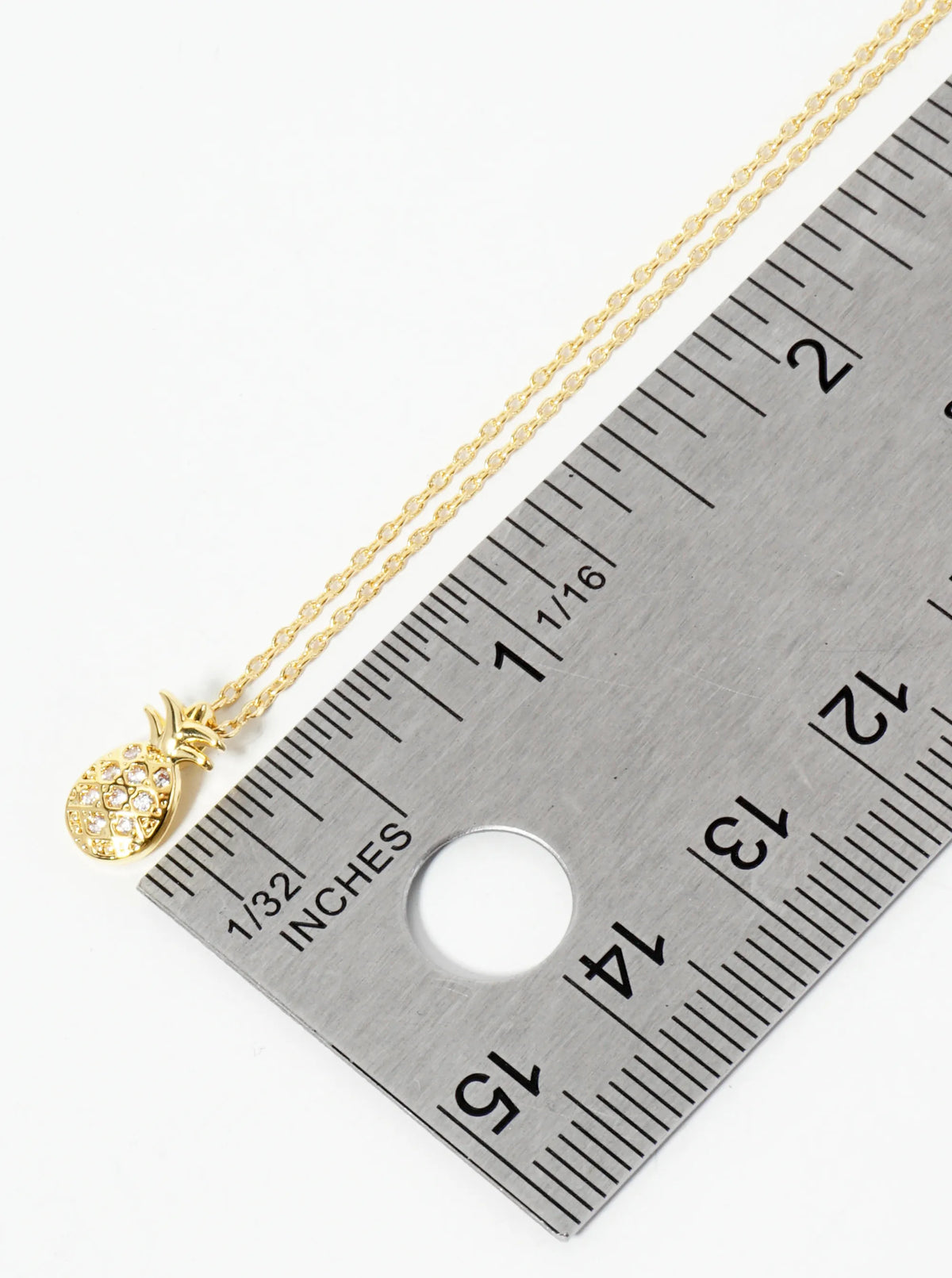 18K Gold Dipped Pave Set CZ Pineapple Pendant Necklace