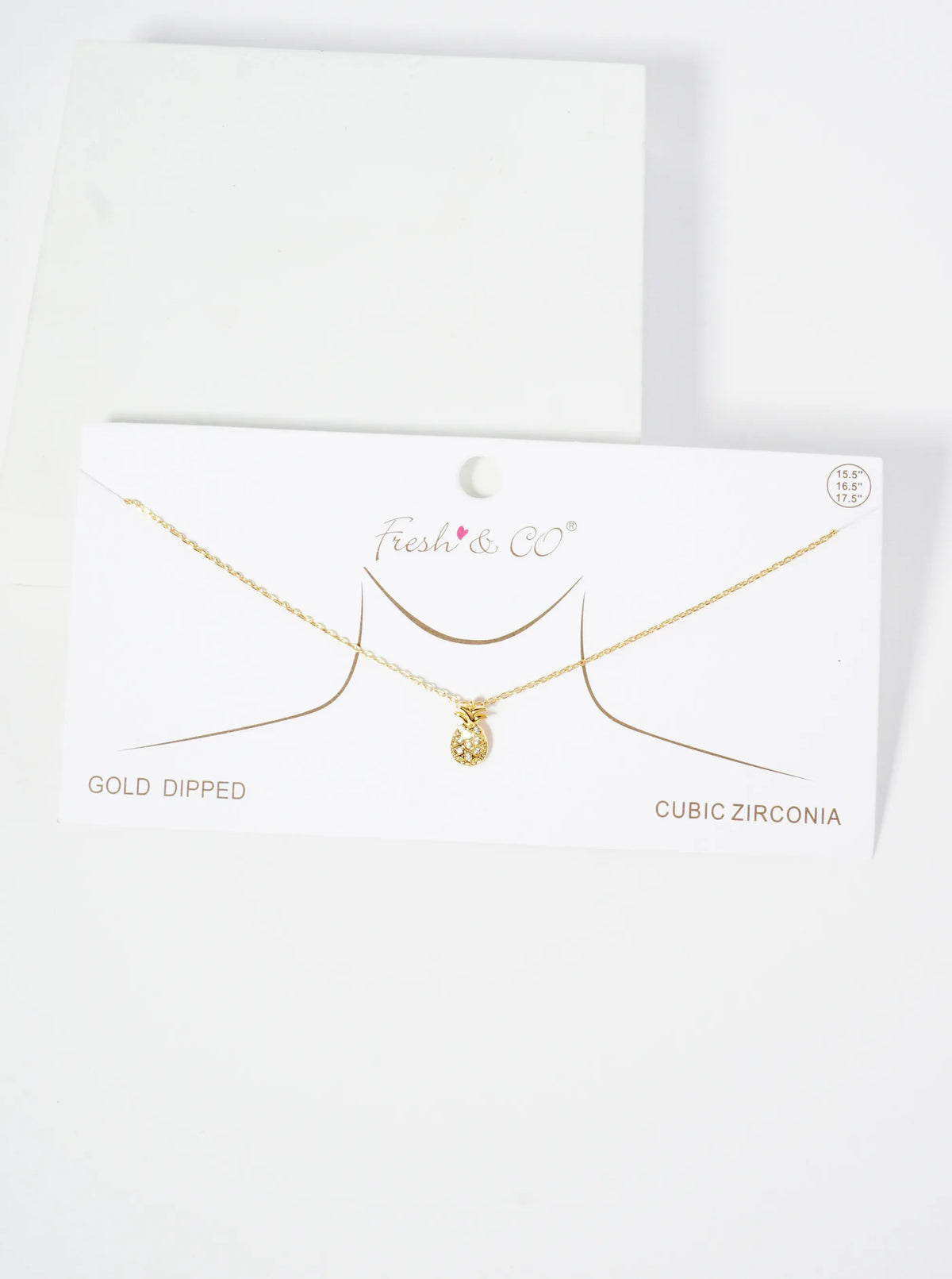 18K Gold Dipped Pave Set CZ Pineapple Pendant Necklace