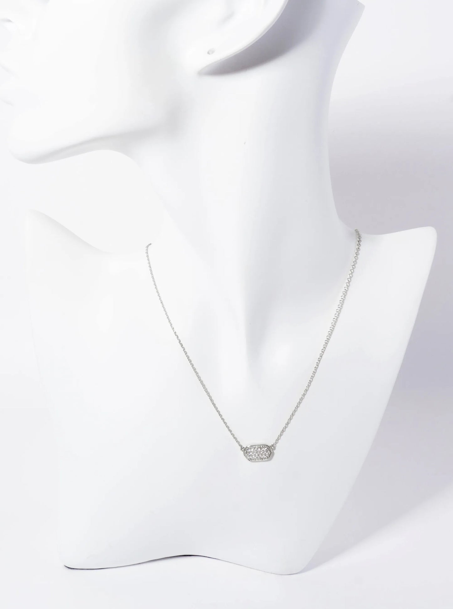18K-Gold-Dipped Pave Set CZ Rounded Hexagon Pendant Necklace