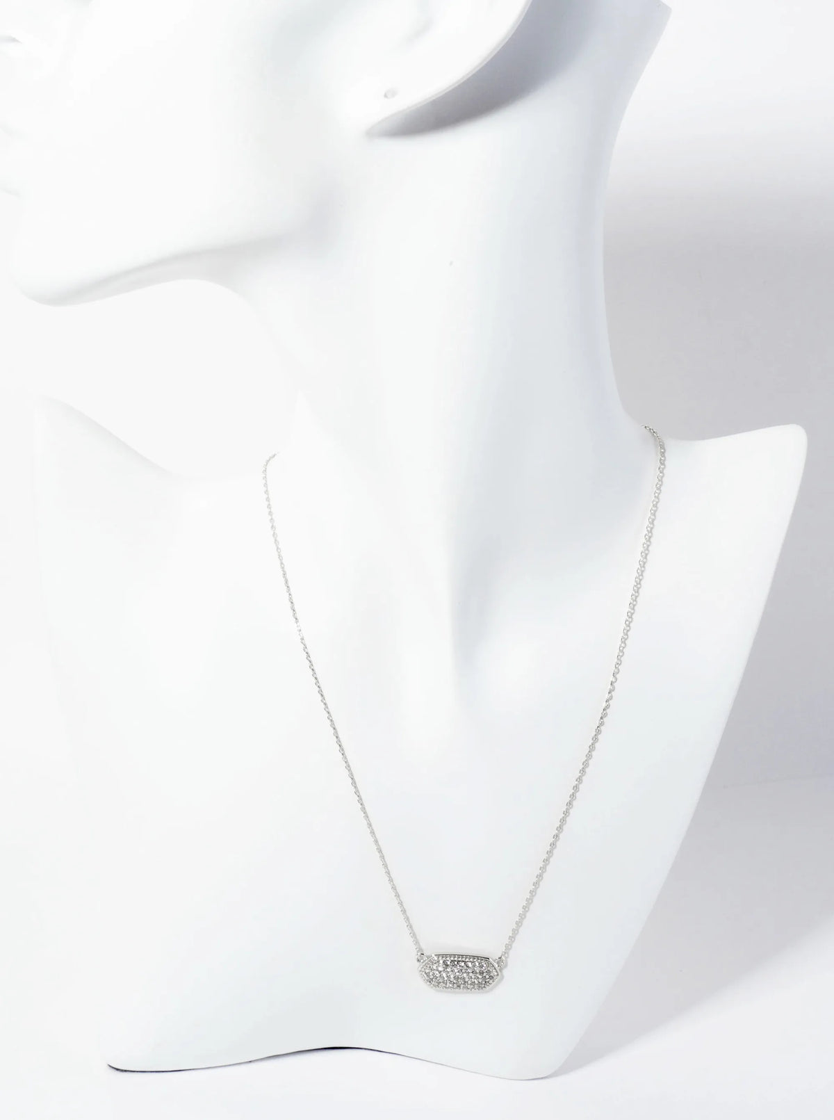 18K Gold Dipped Pave Set CZ Rounded Hexagon Pendant Necklace