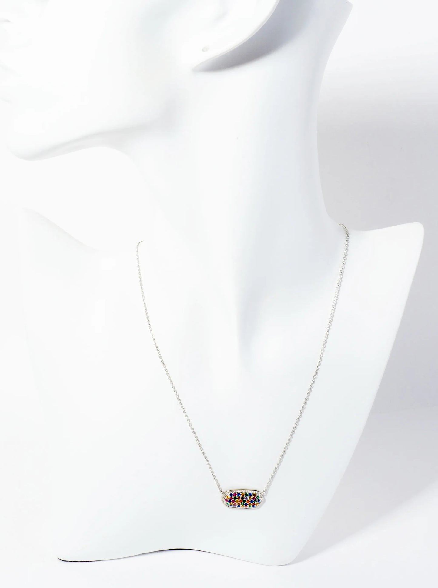 18K Gold Dipped Pave Set CZ Rounded Hexagon Pendant Necklace